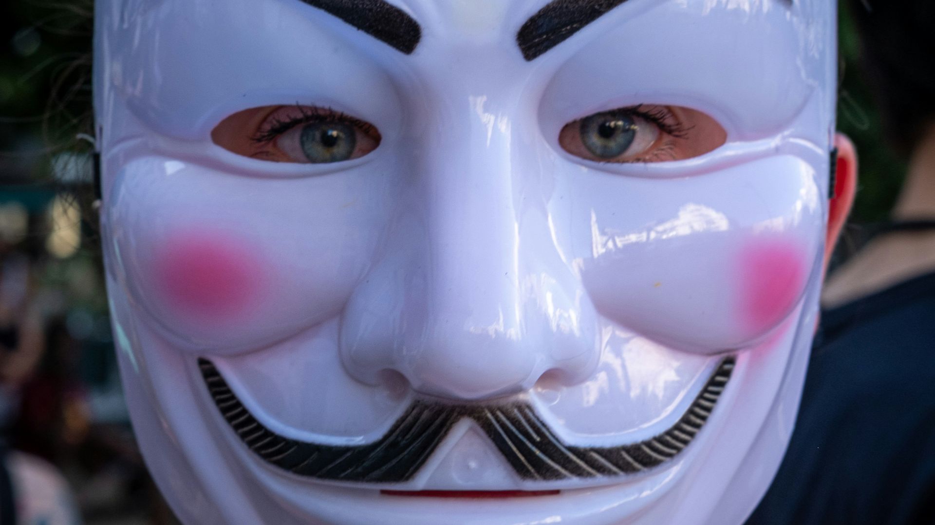 person wearing guy fawkes mask