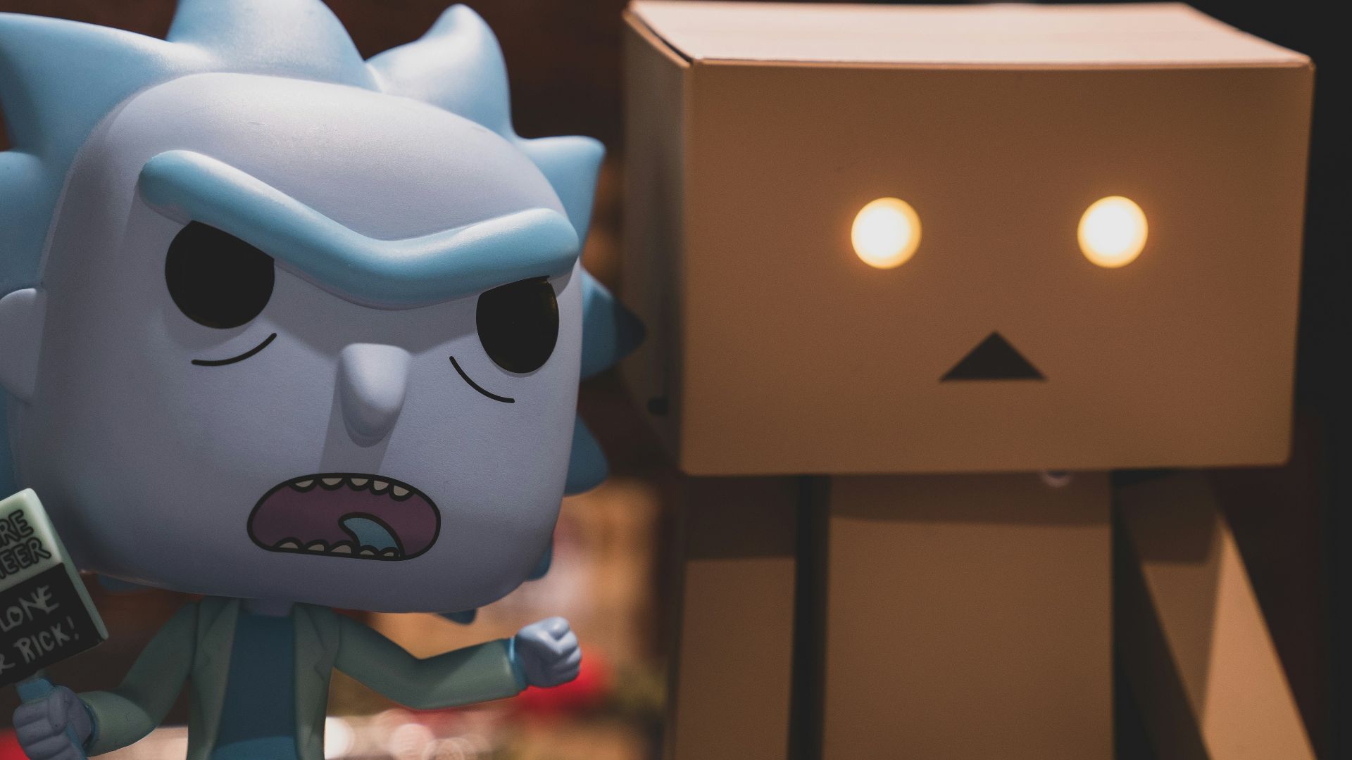 brown and blue robot toy