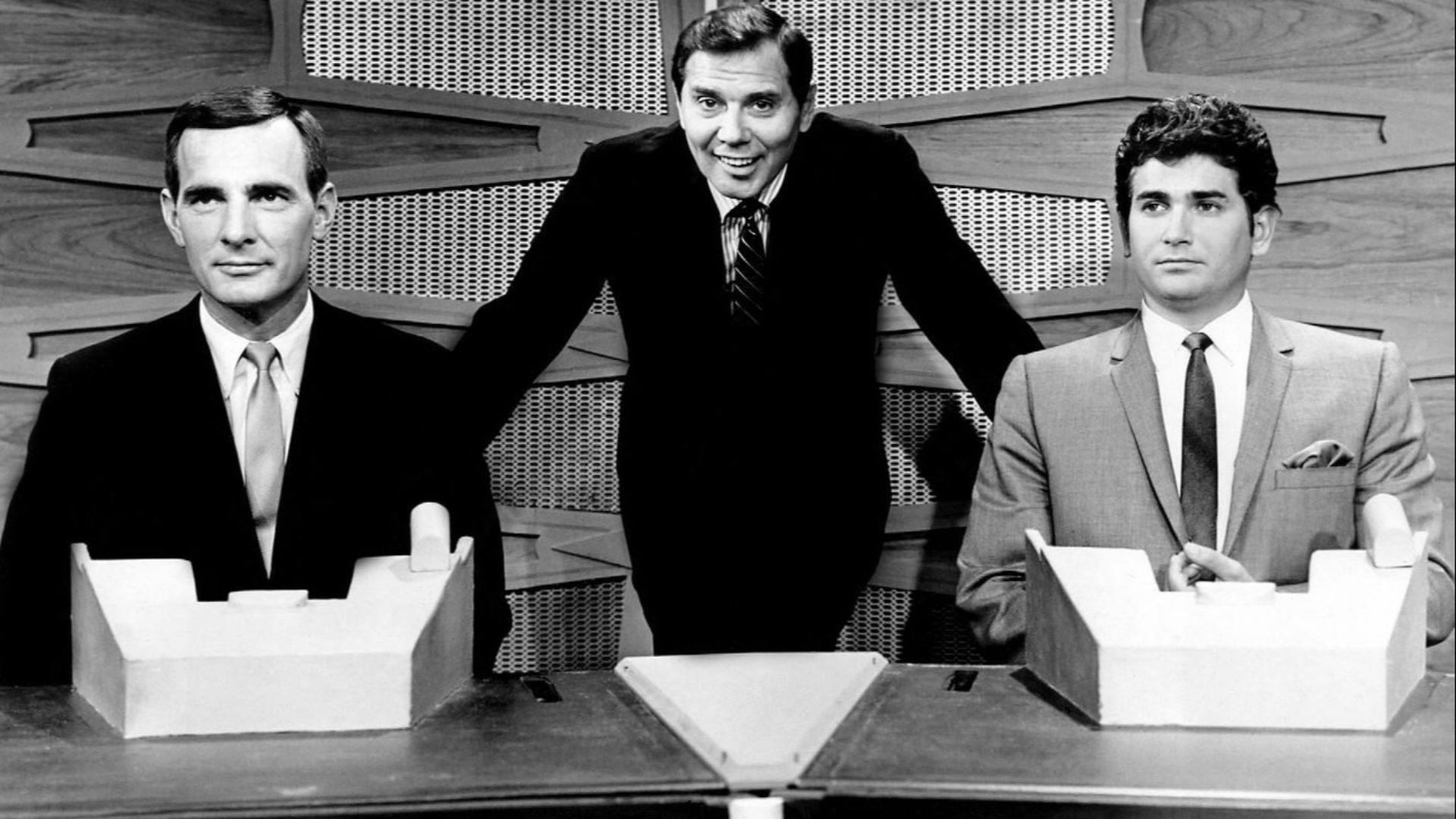File:Dennis Weaver Gene Rayburn Michael Landon Match Game 1964.JPG