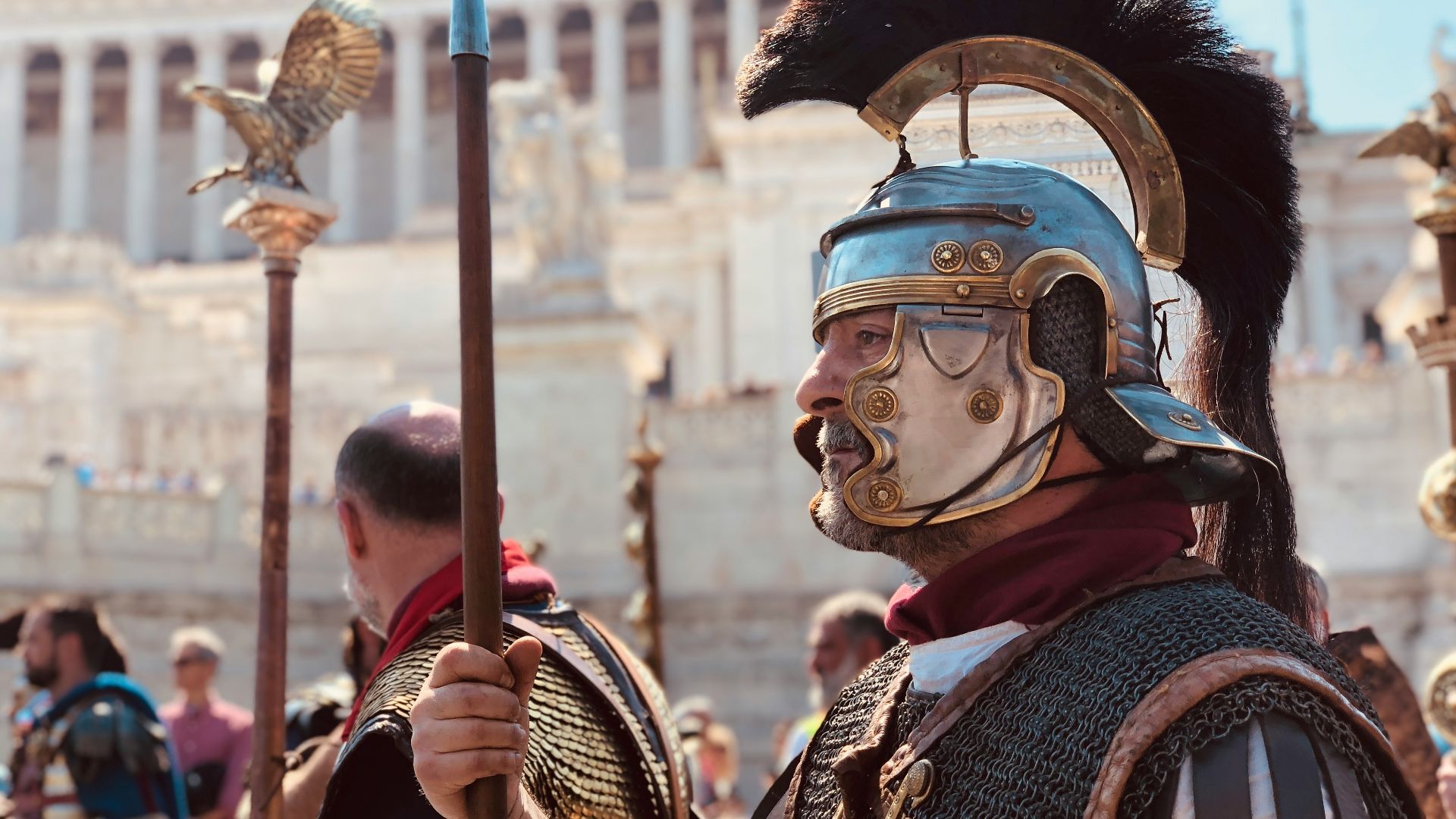 people wearing medieval costumes during day