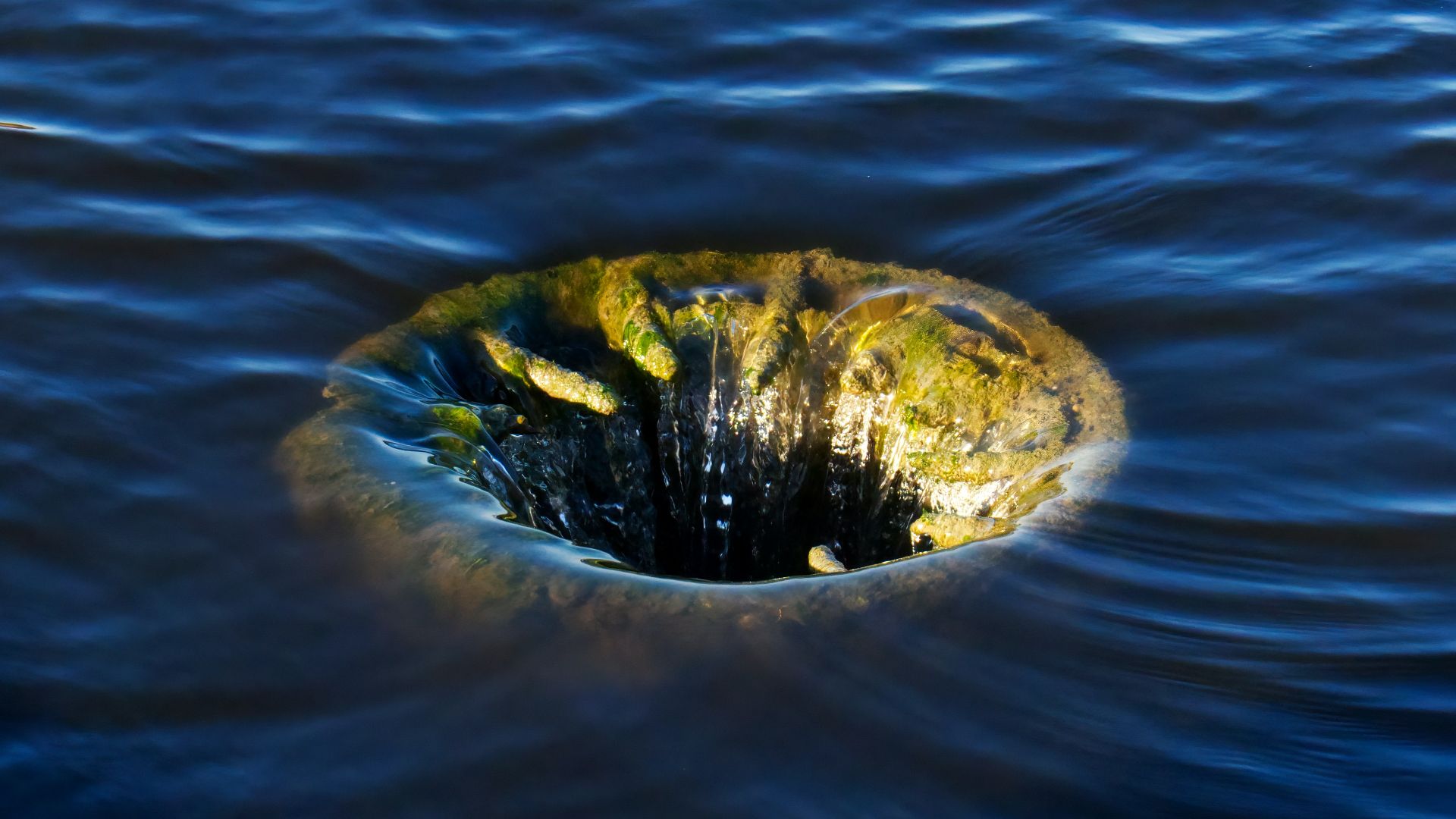 a small rock in the middle of a body of water
