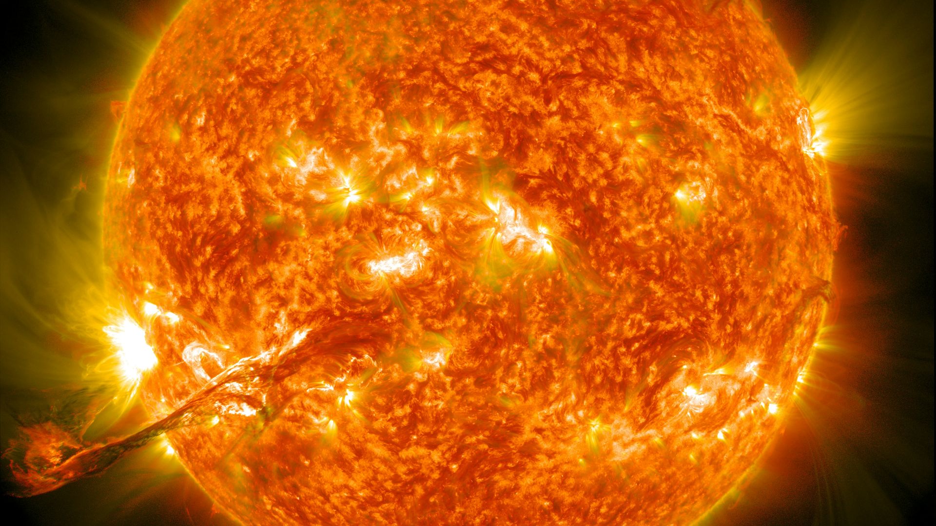 The sun with a corona mass ejection