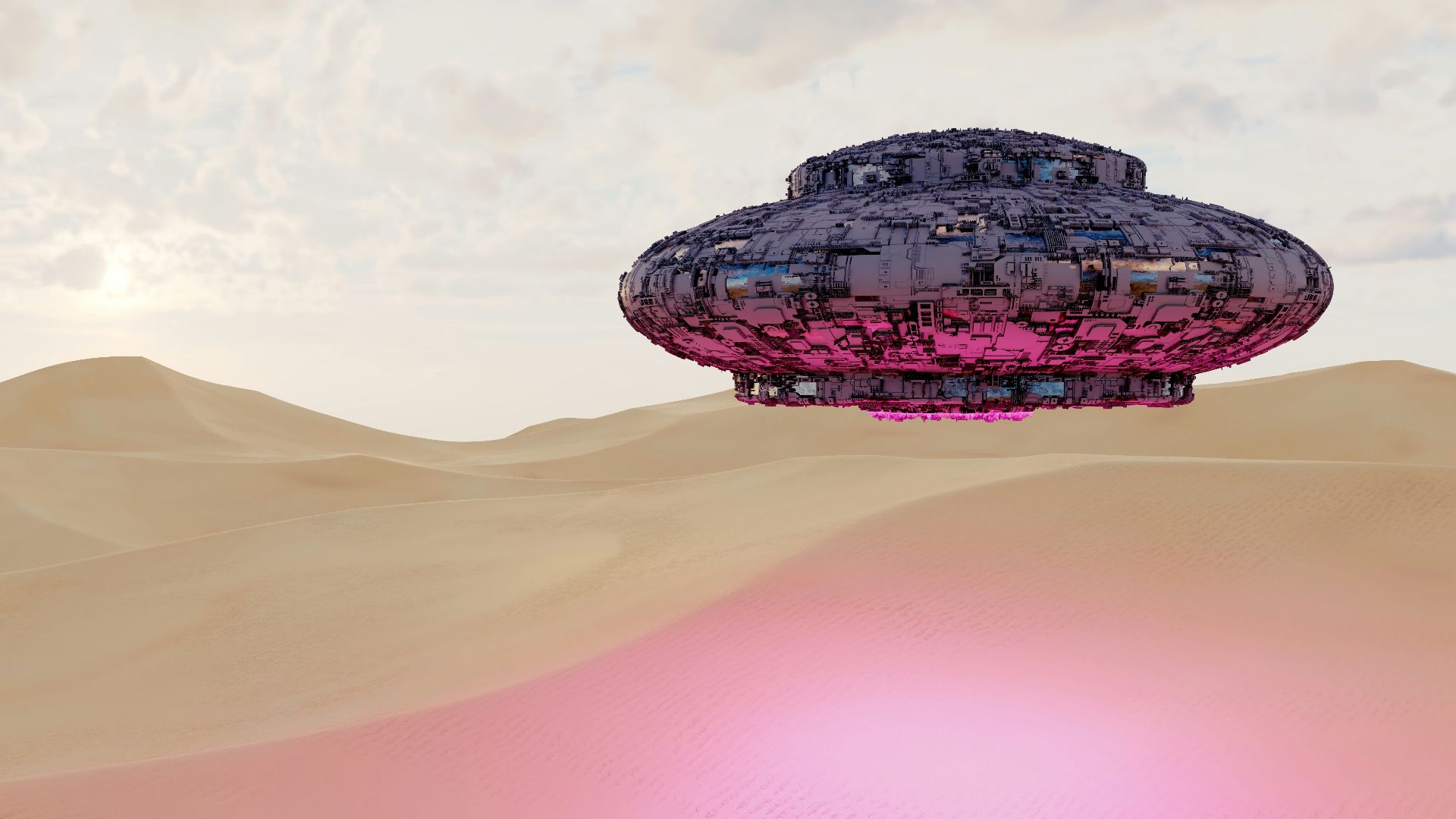 a large object in the middle of a desert