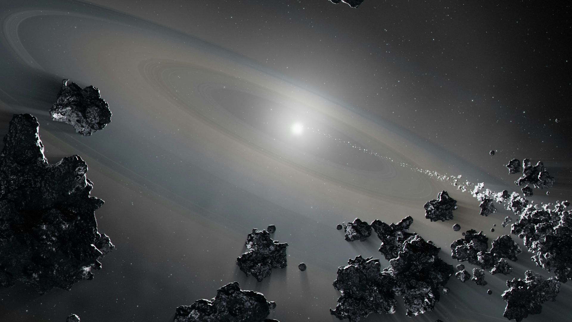 an artist's rendering of a distant star system