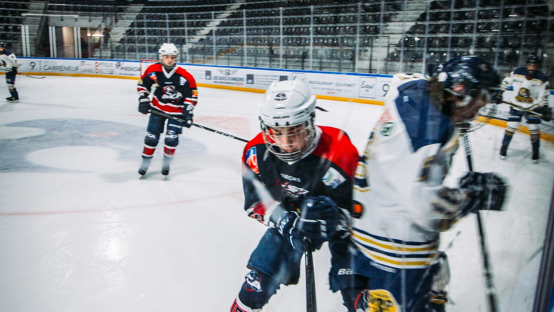 ice hockey players on ice hockey field