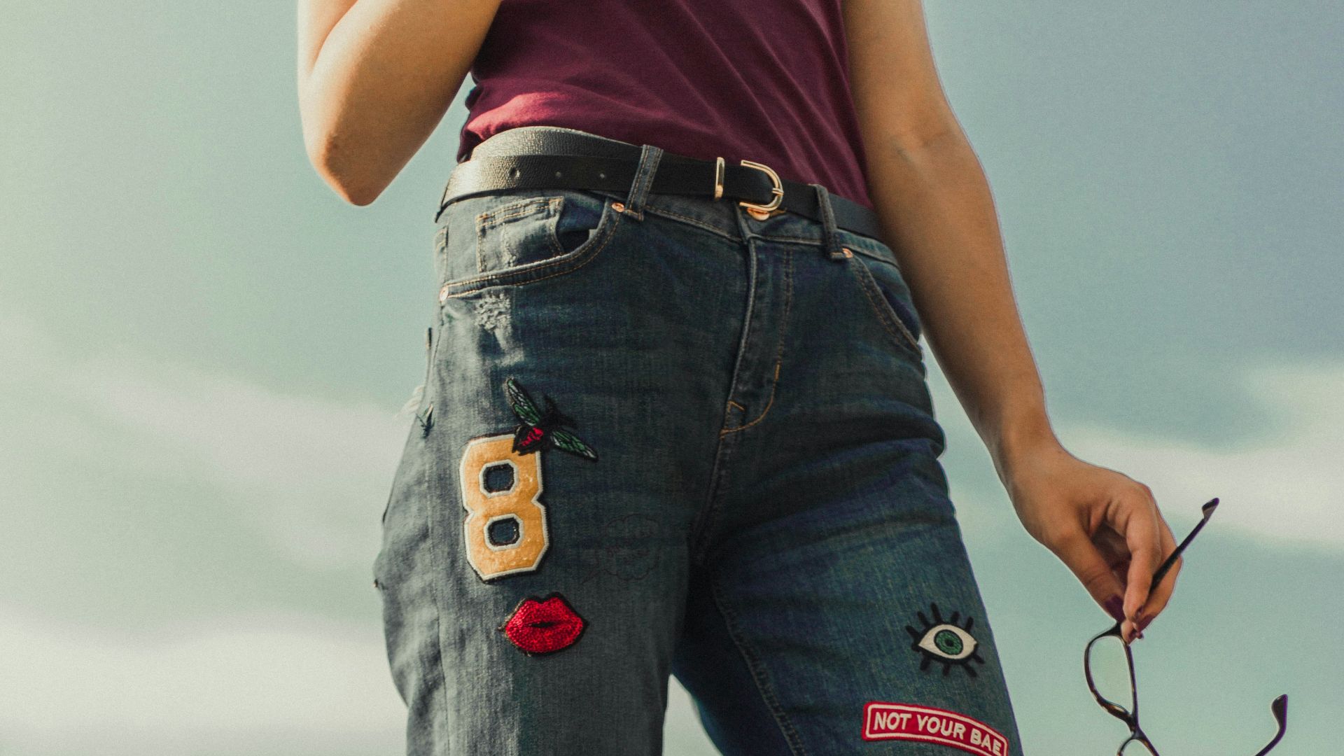 person wears blue jeans