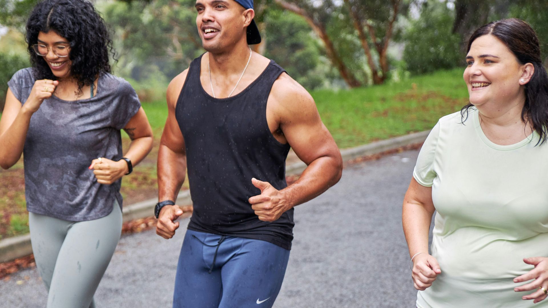 Three people out for a run together