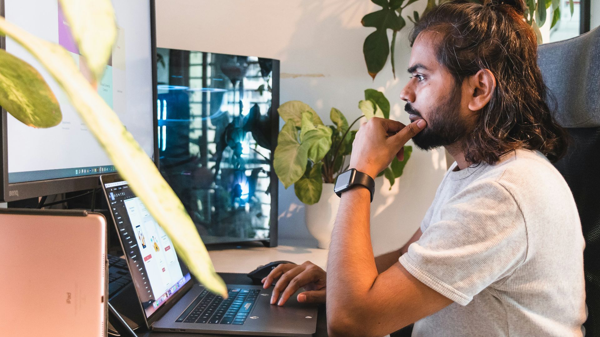 a man using a laptop