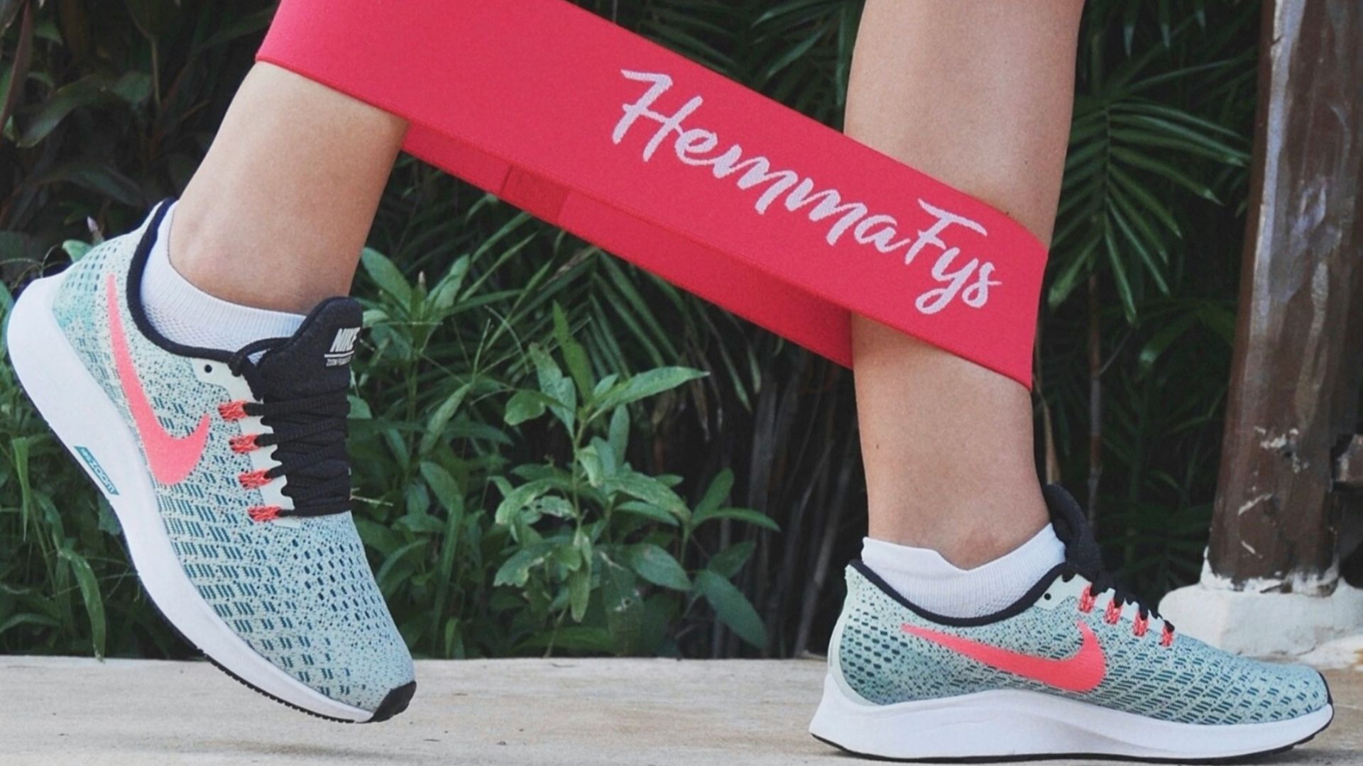 person with tension bands on legs