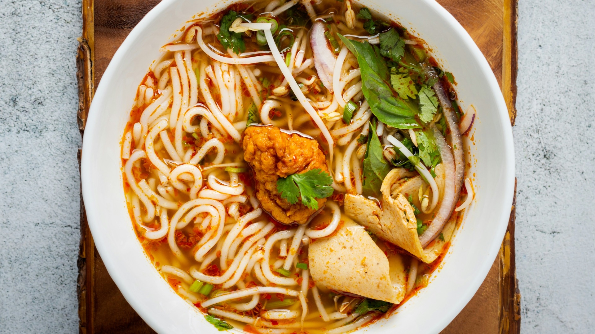 noddle dish on white ceramic bowl