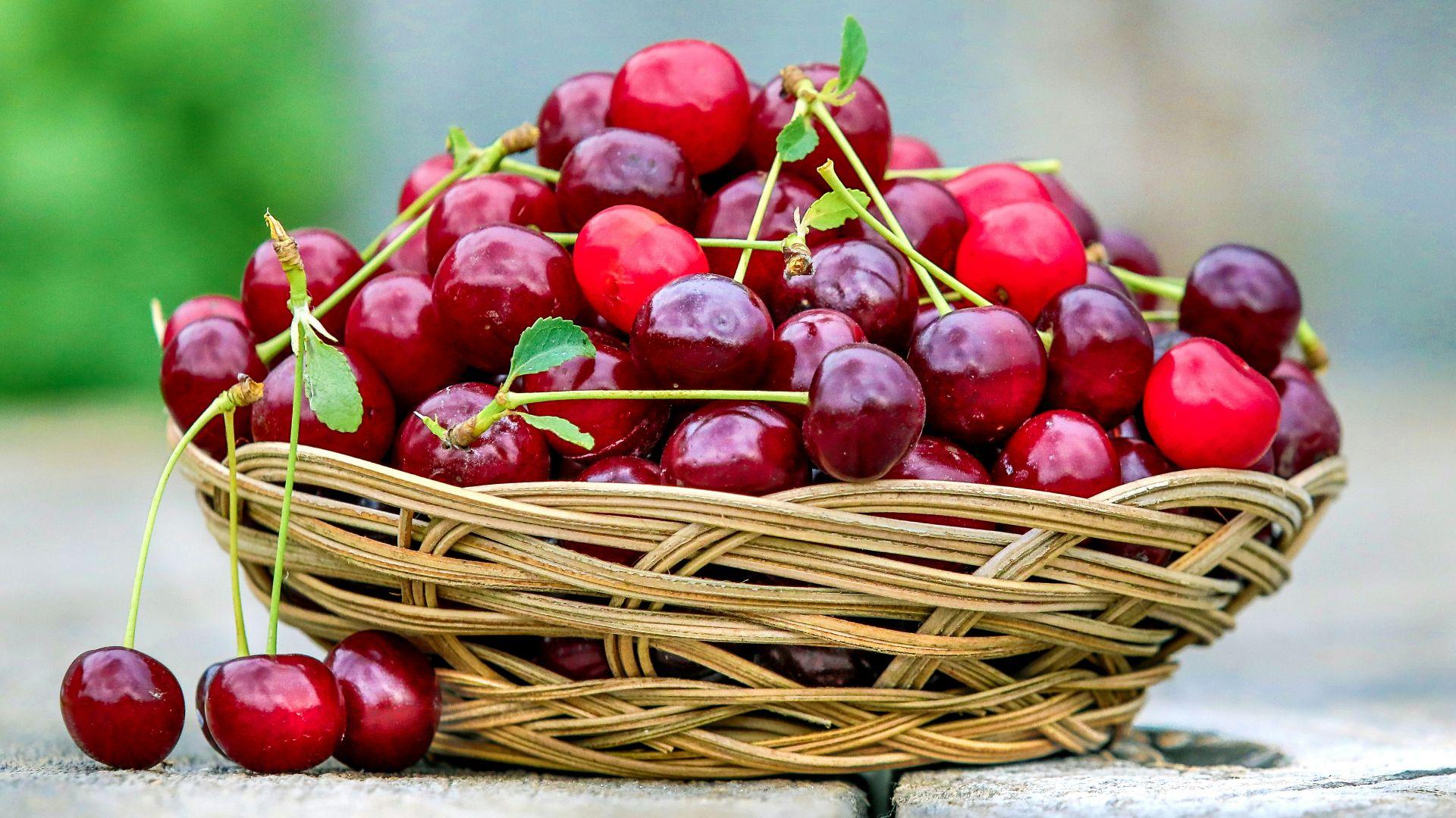 red cherries in basket