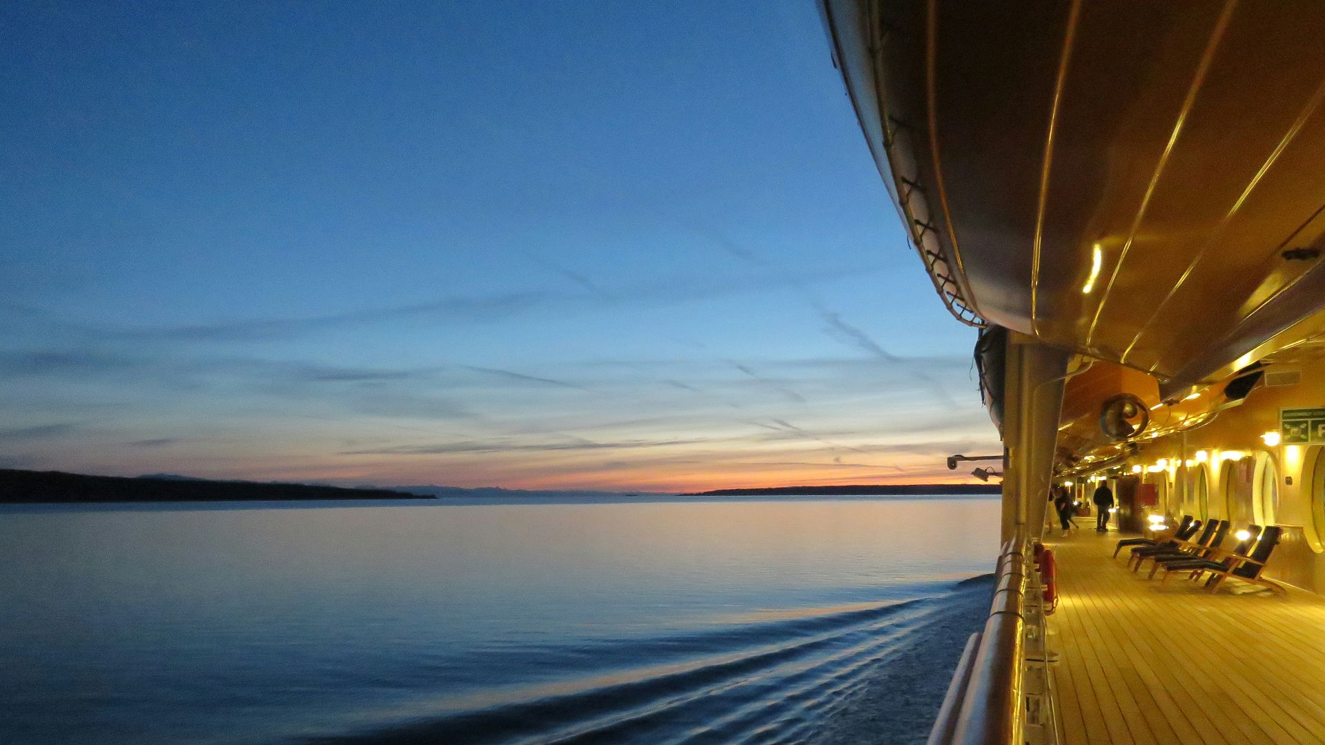 passenger view of cruiser ship on sea