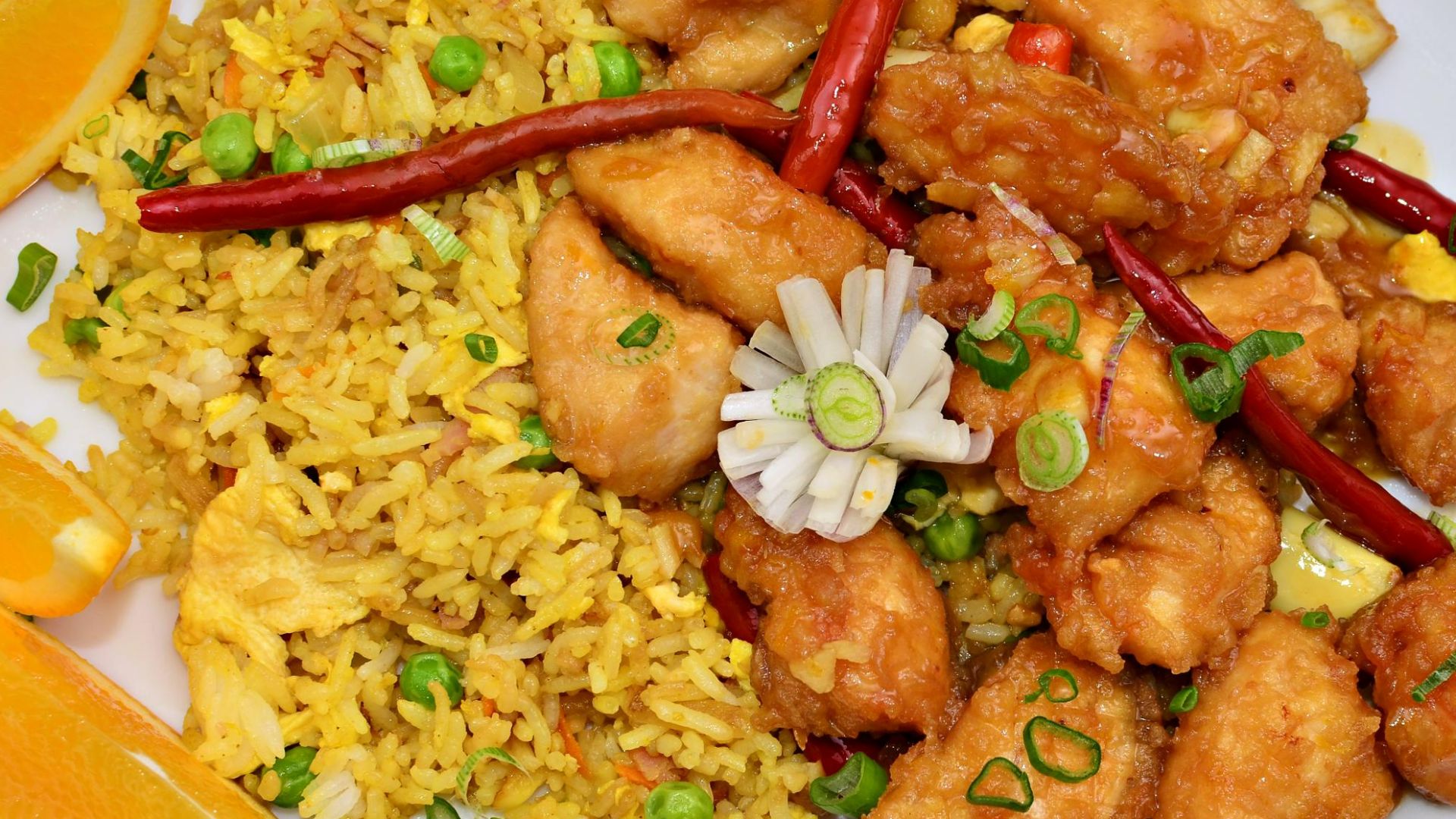 File:Orange chicken with fried rice (6248047264).jpg