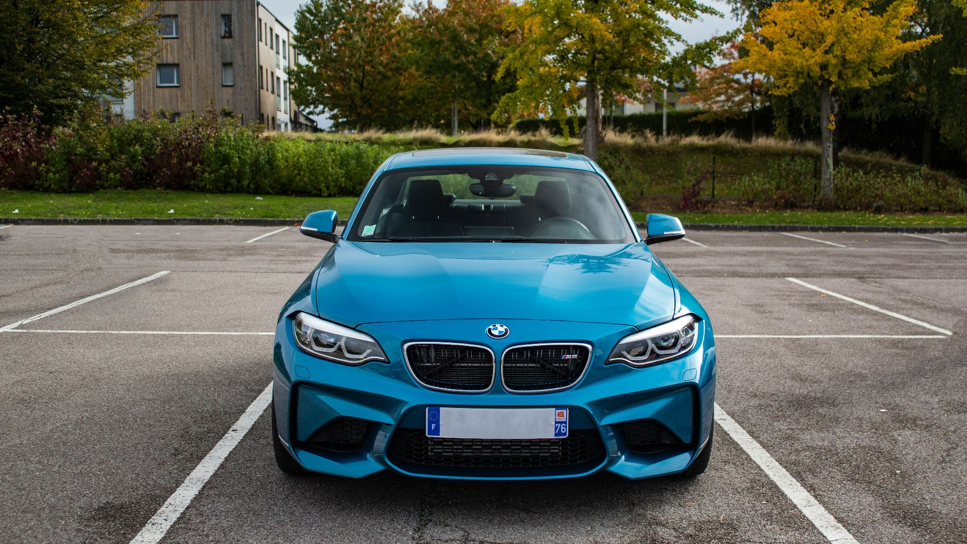 blue BMW vehicle