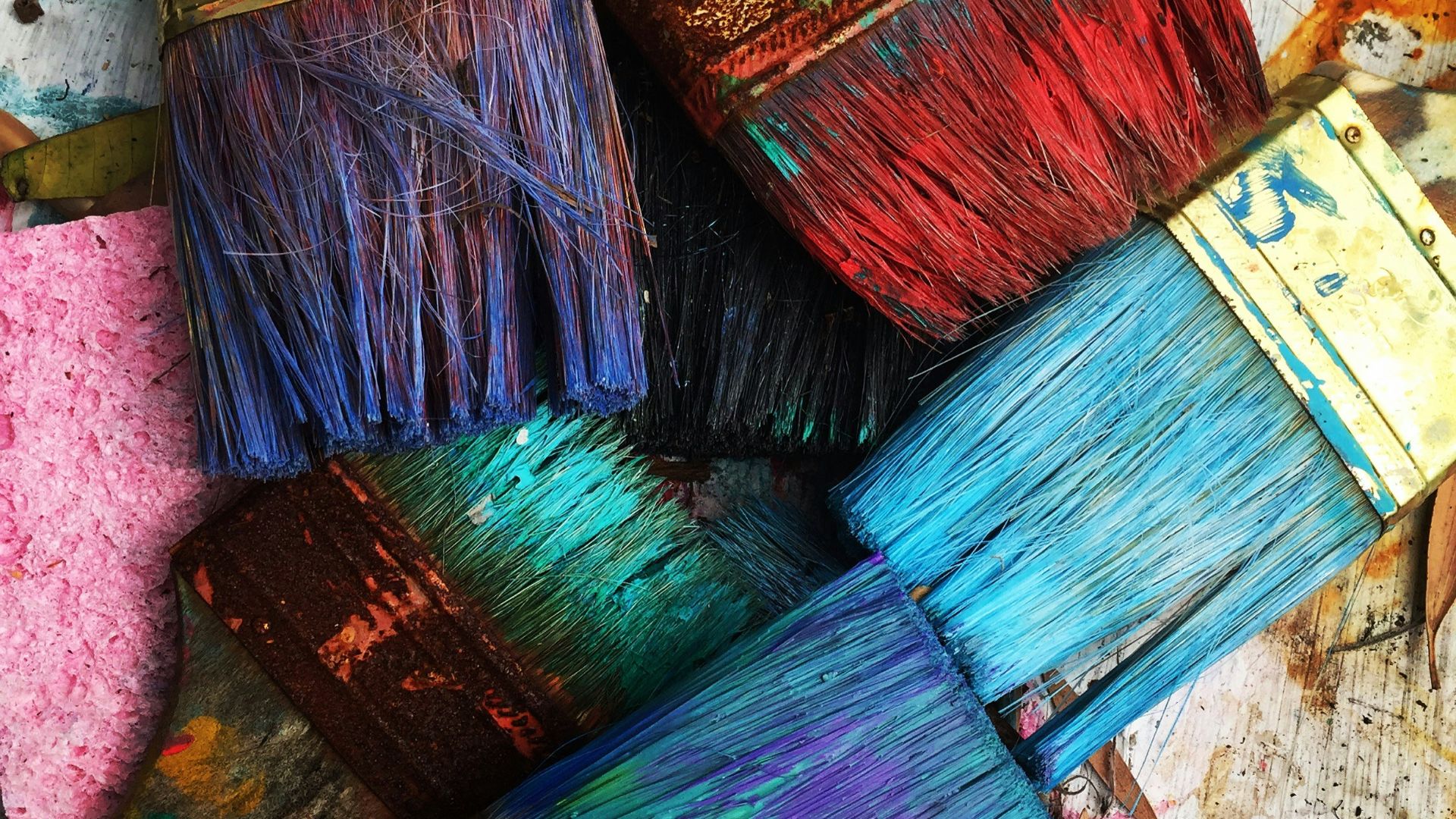 assorted-color paintbrushes