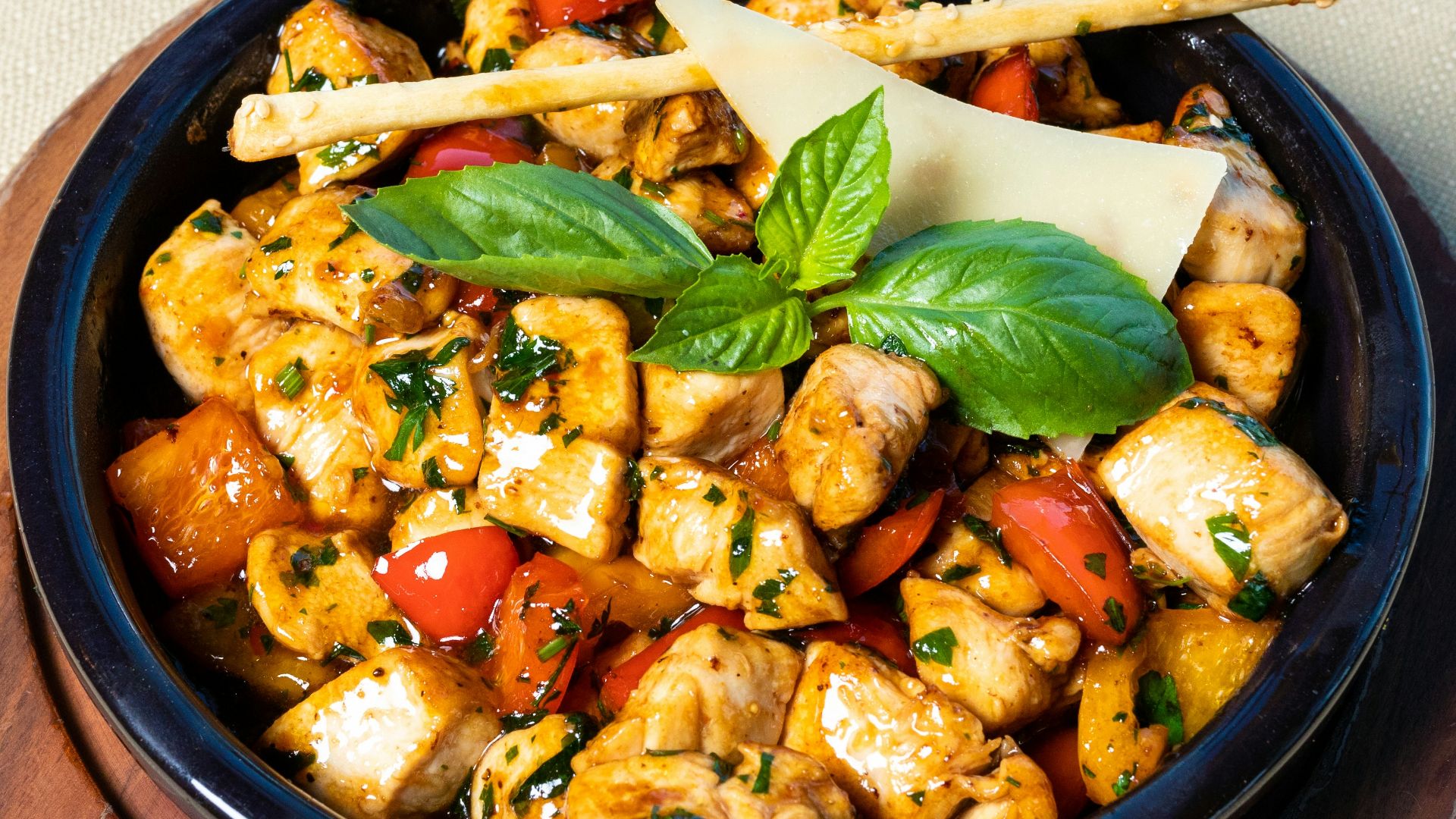 cooked food on black ceramic bowl