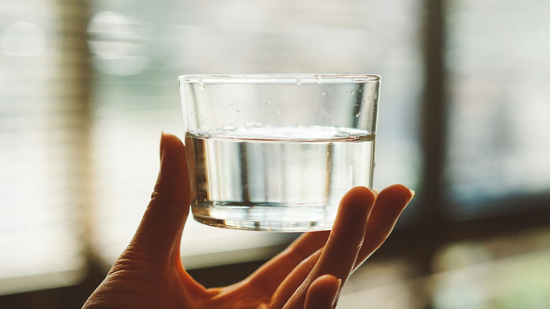 person holding clear glass cup with half-filled water