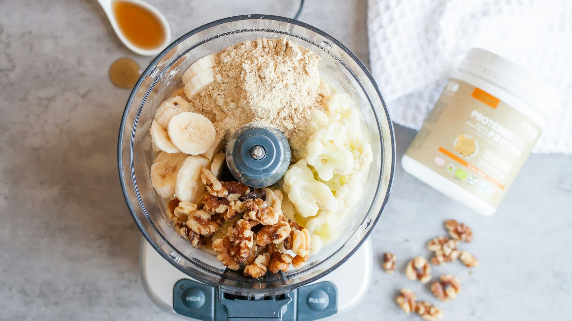 a blender filled with ingredients to make a smoothie