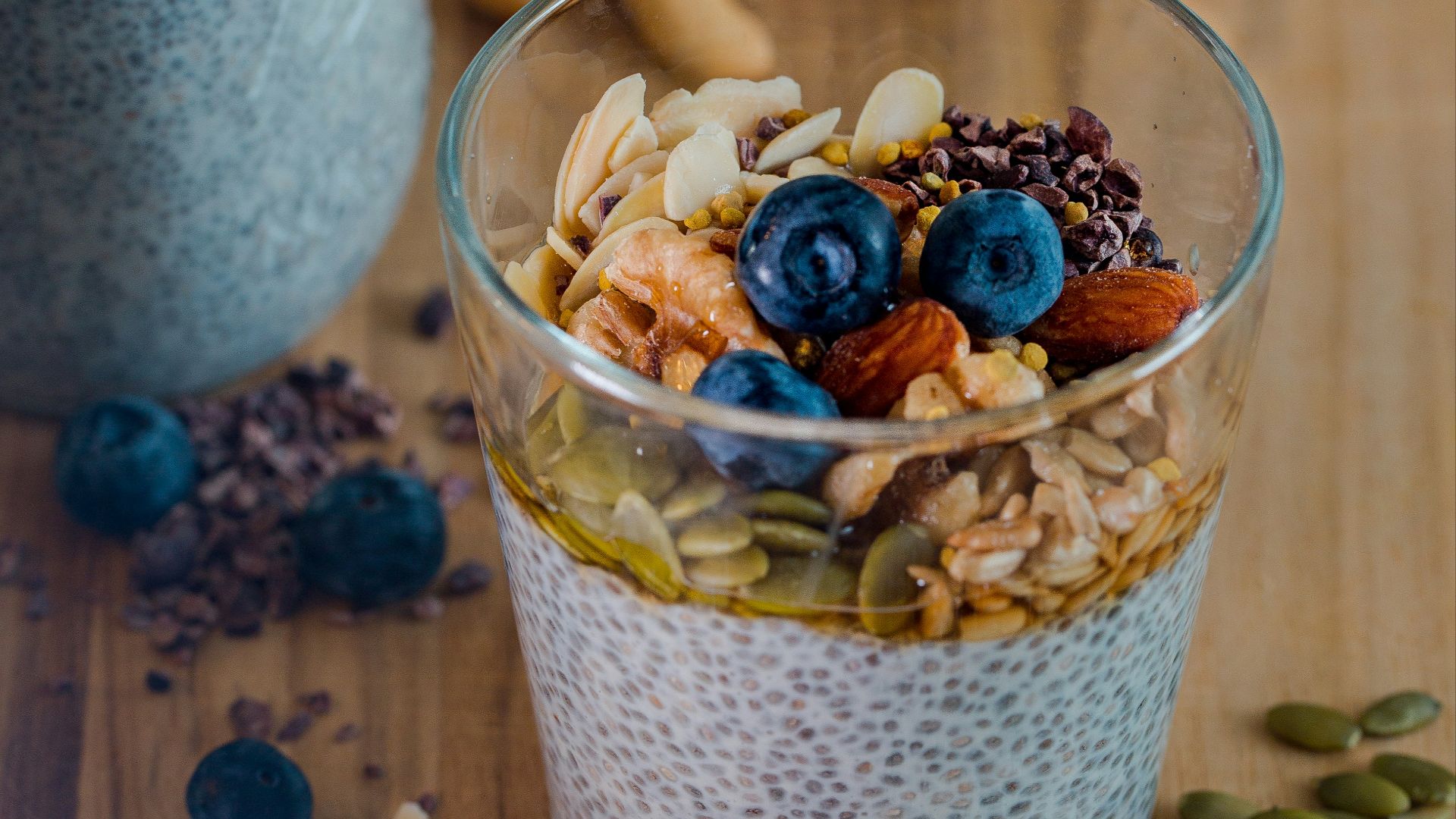 clear drinking glass with seeds