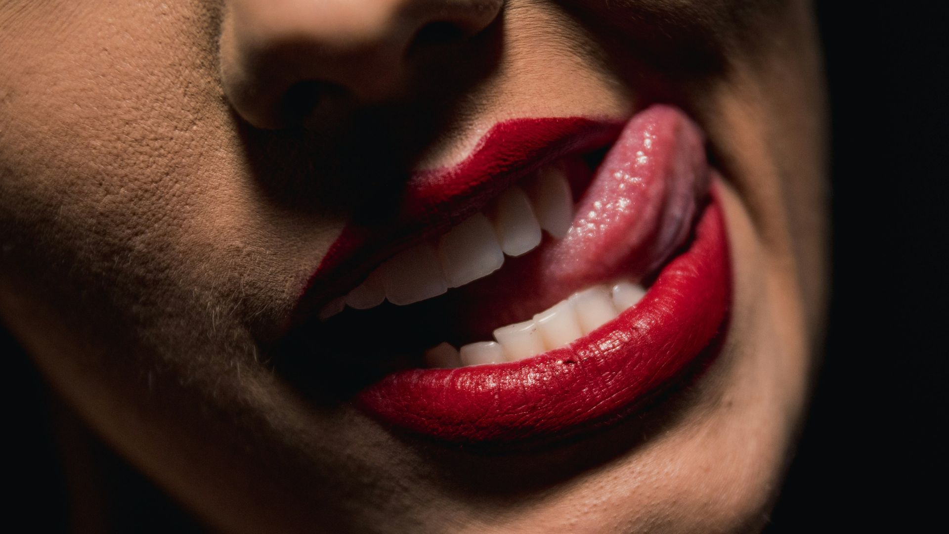 woman with red lipstick and red lipstick