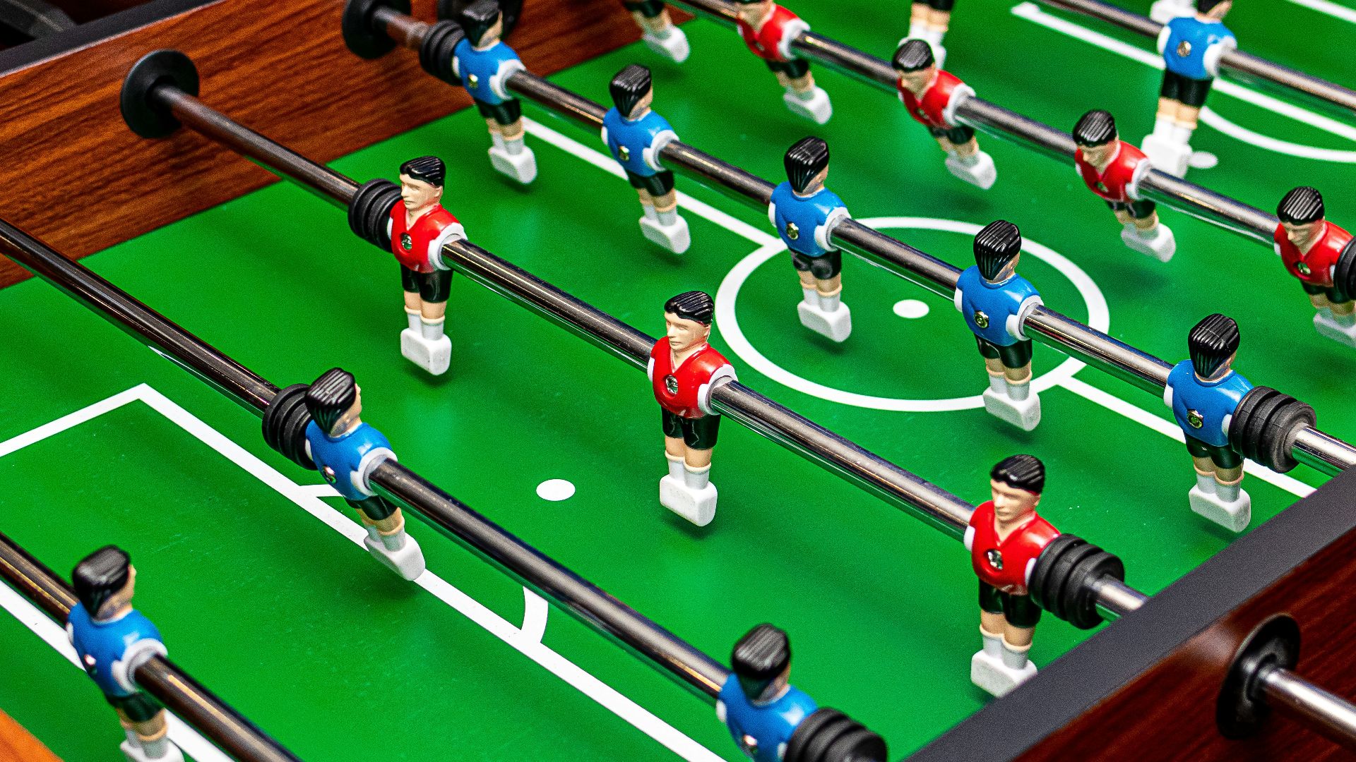 green foosball table
