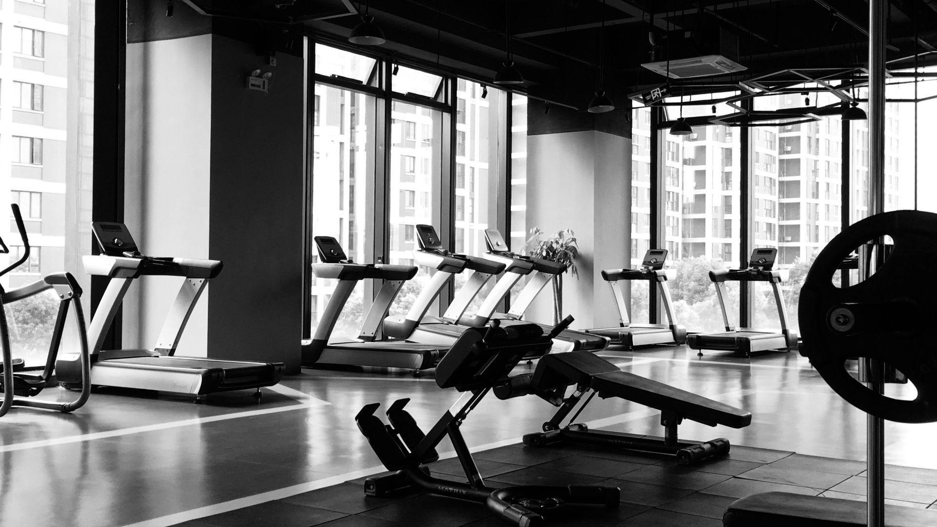 gym equipment inside room