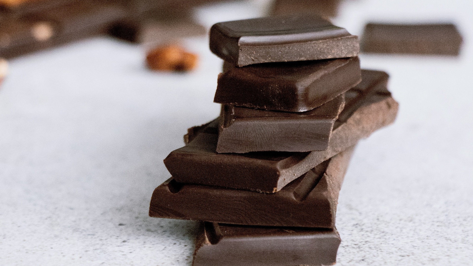 brown chocolate bars on white surface