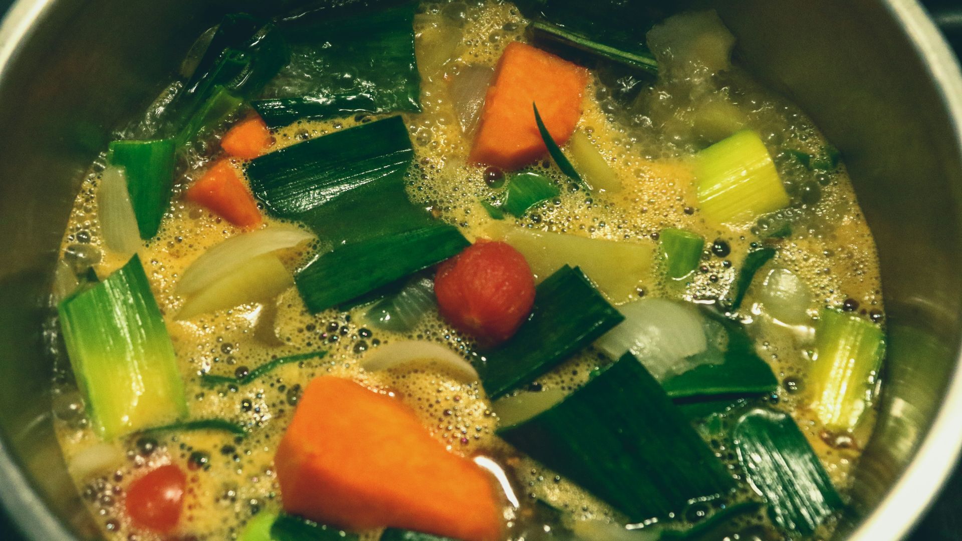 vegetable dish in black bowl