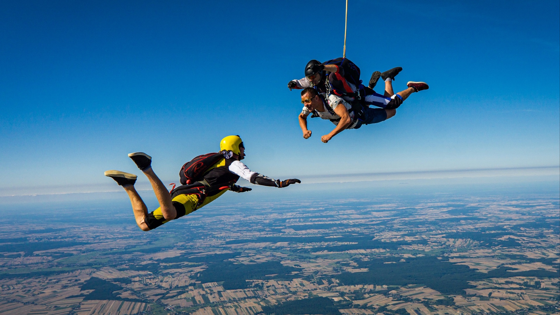 a few people skydiving