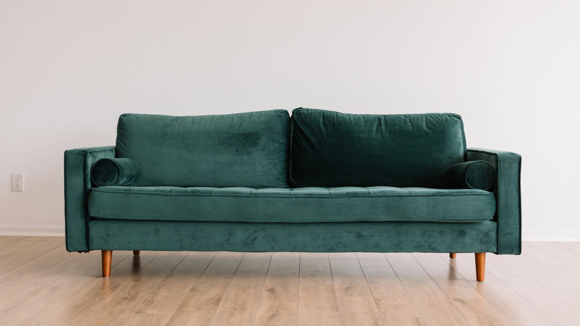 green fabric sofa