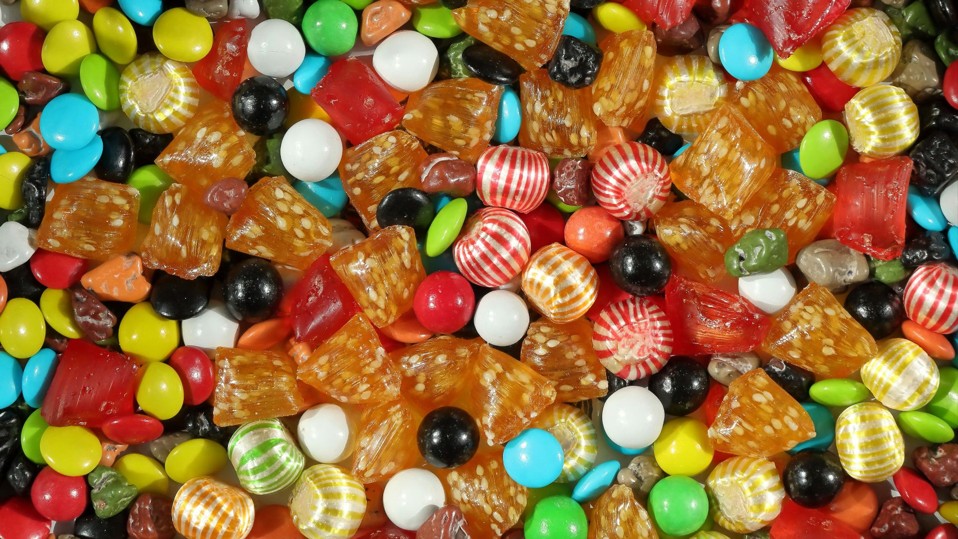 Assortment of colorful candies and sweets