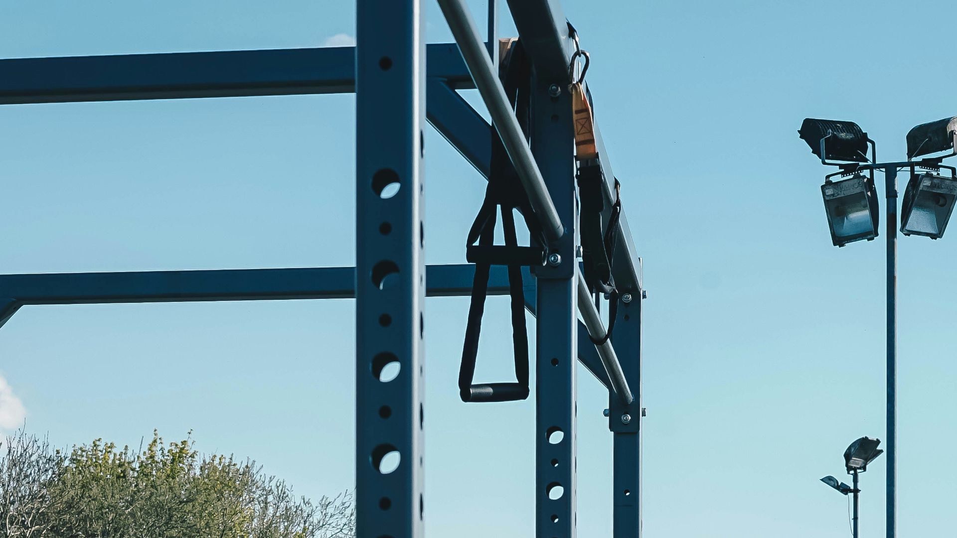 a basketball hoop in a court