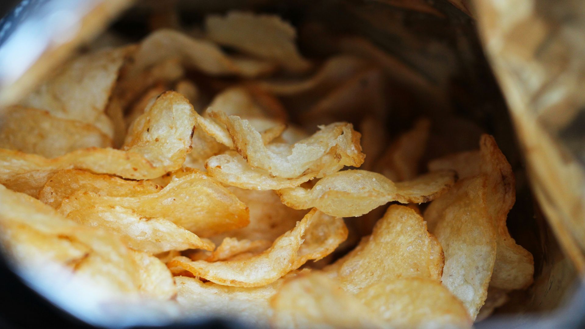 a close up of a bag of potato chips