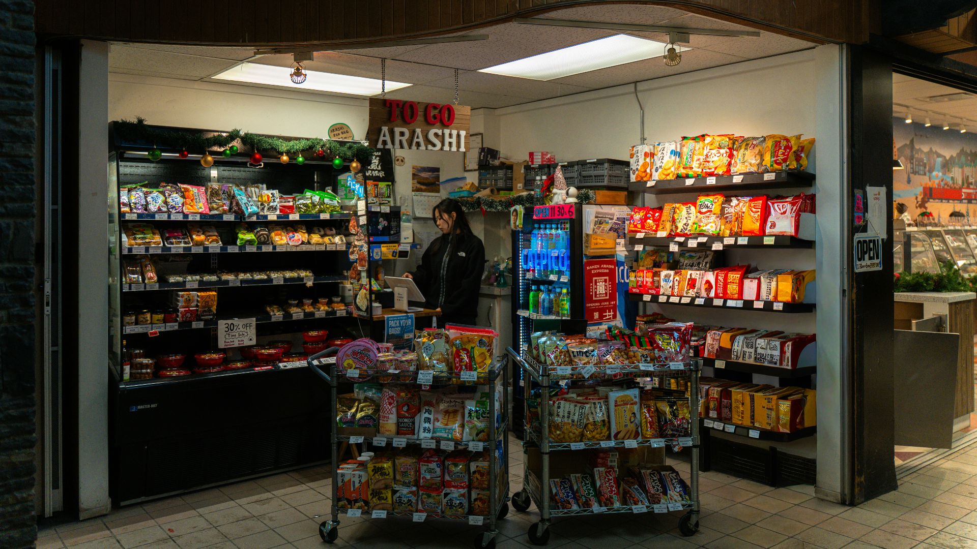 A small convenience store with snacks and drinks.