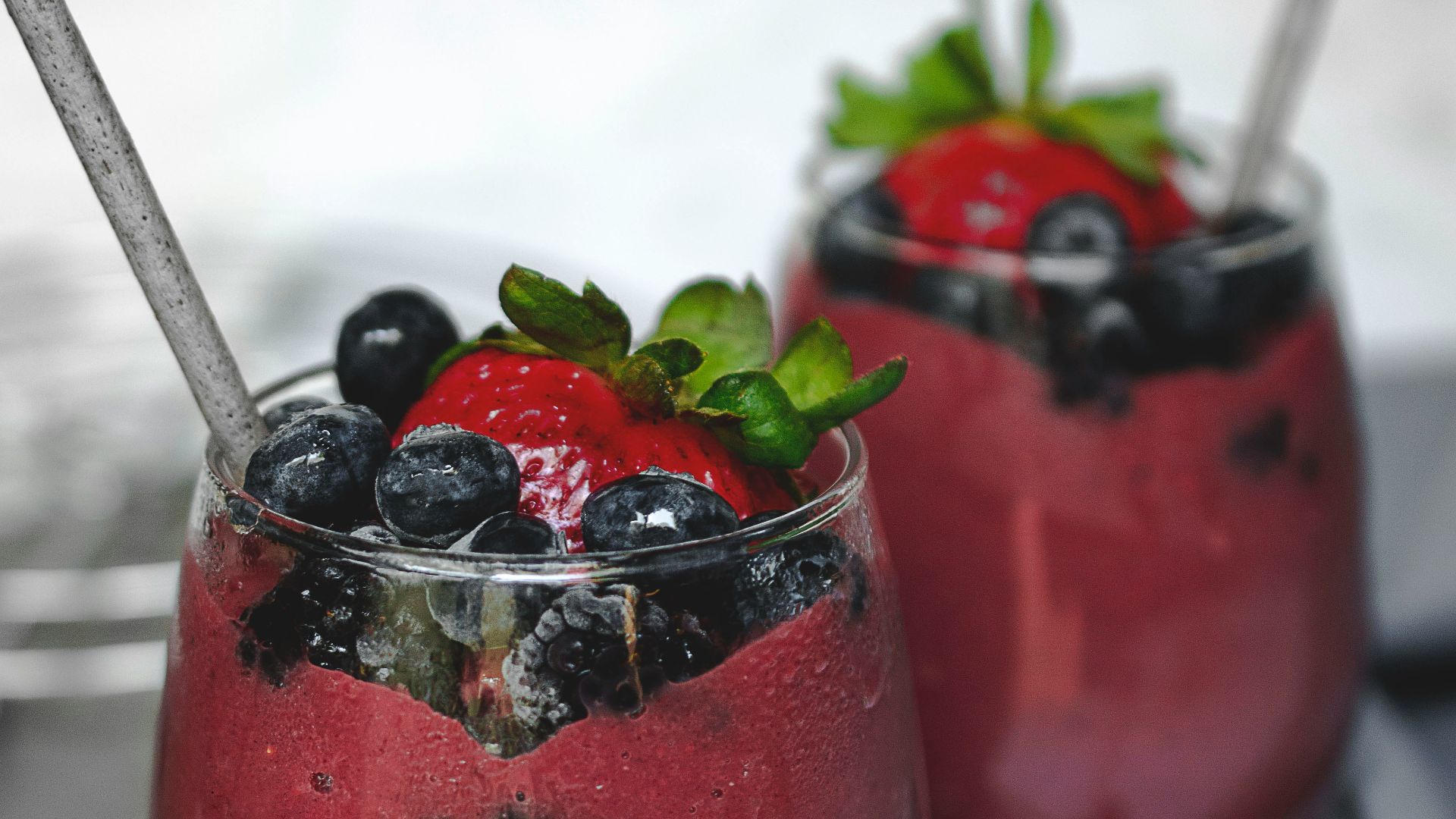 two fruit shake on glasses