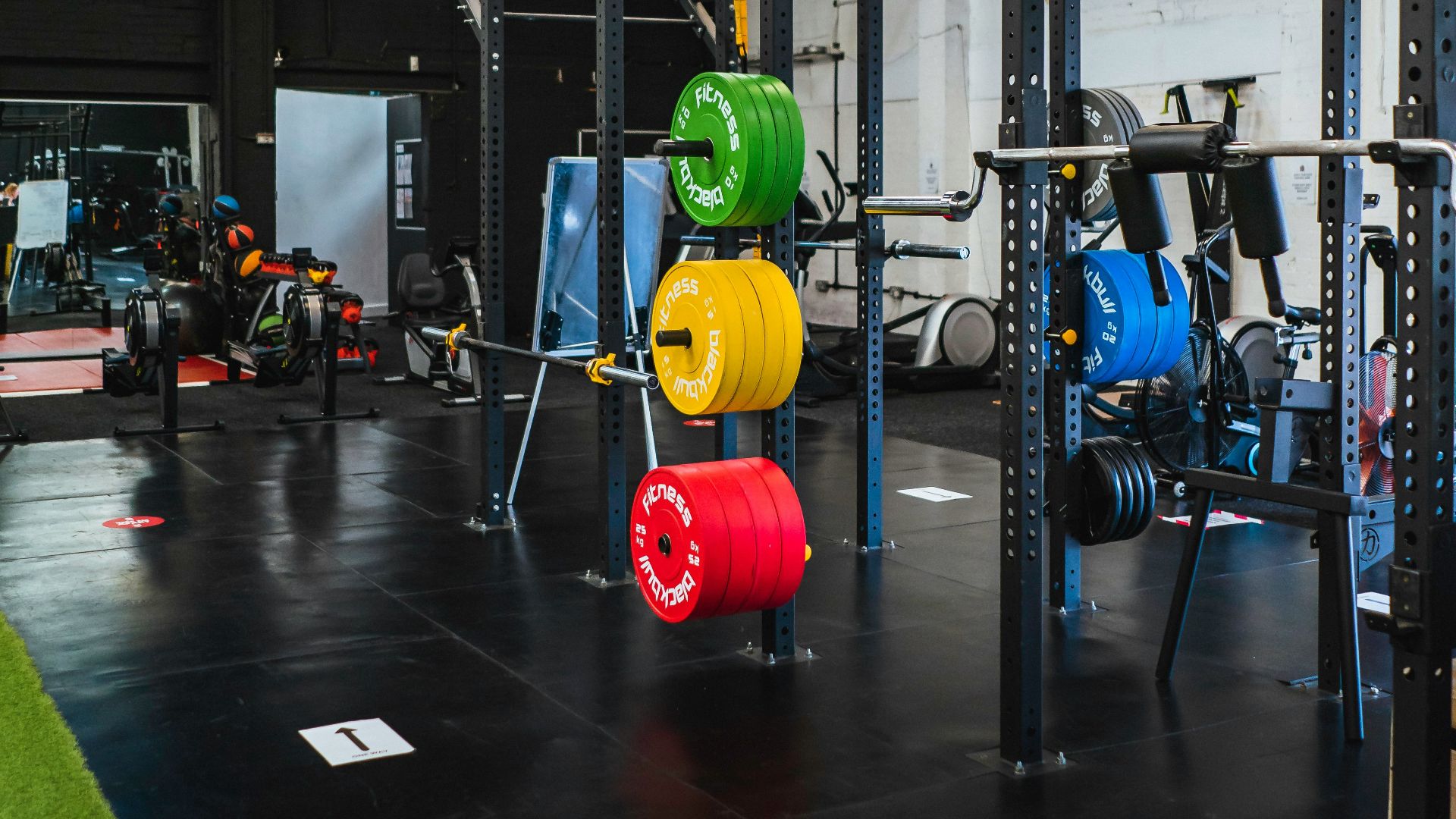 black and yellow exercise equipments