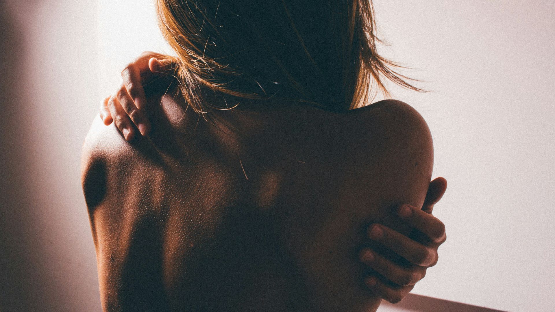 close photo of woman's back