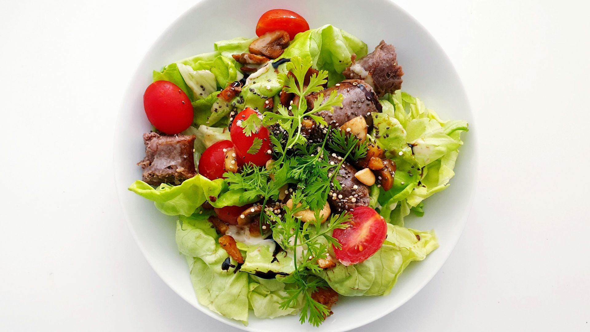 vegetable salad on white ceramic plate