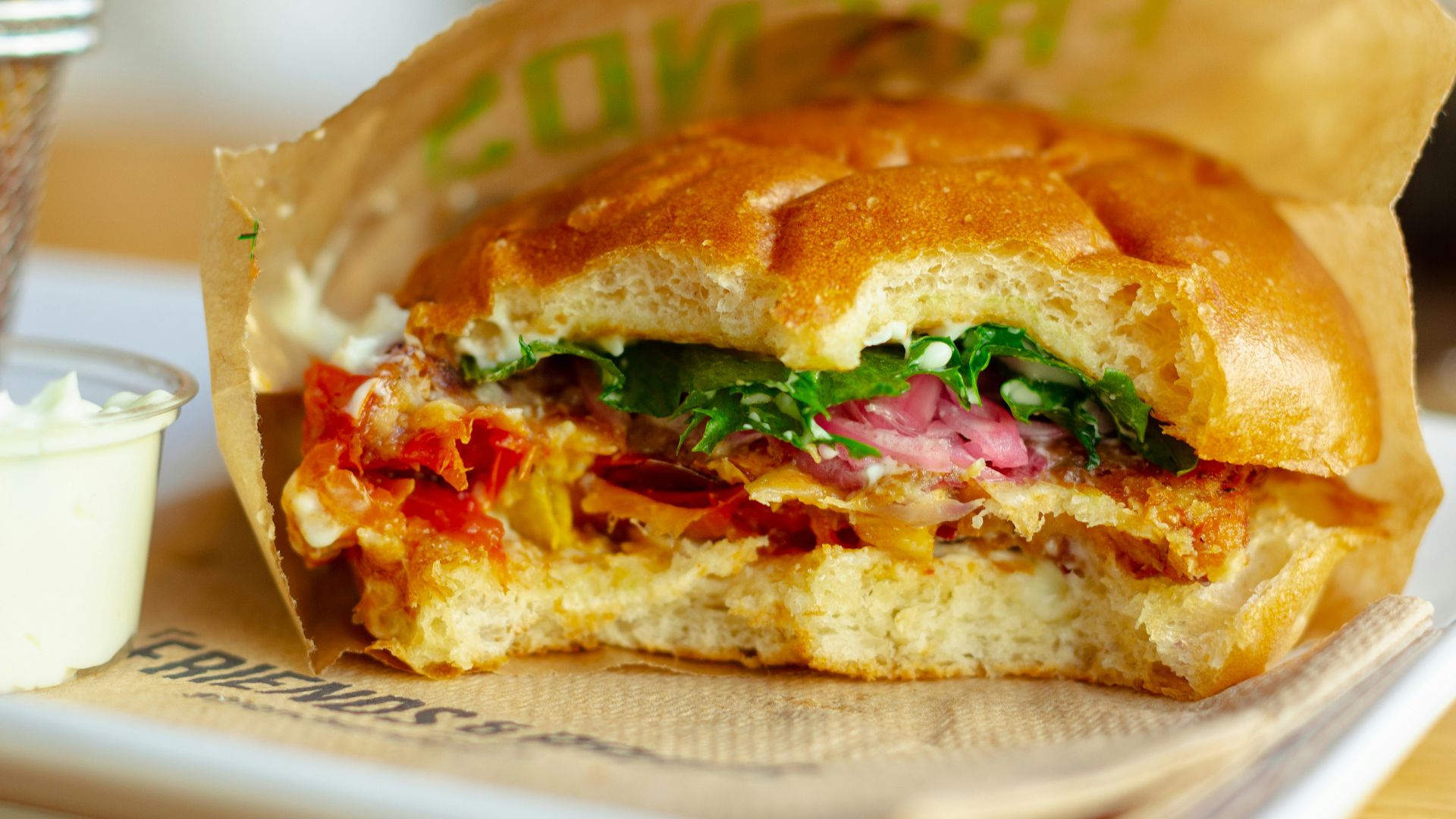 burger on white ceramic plate