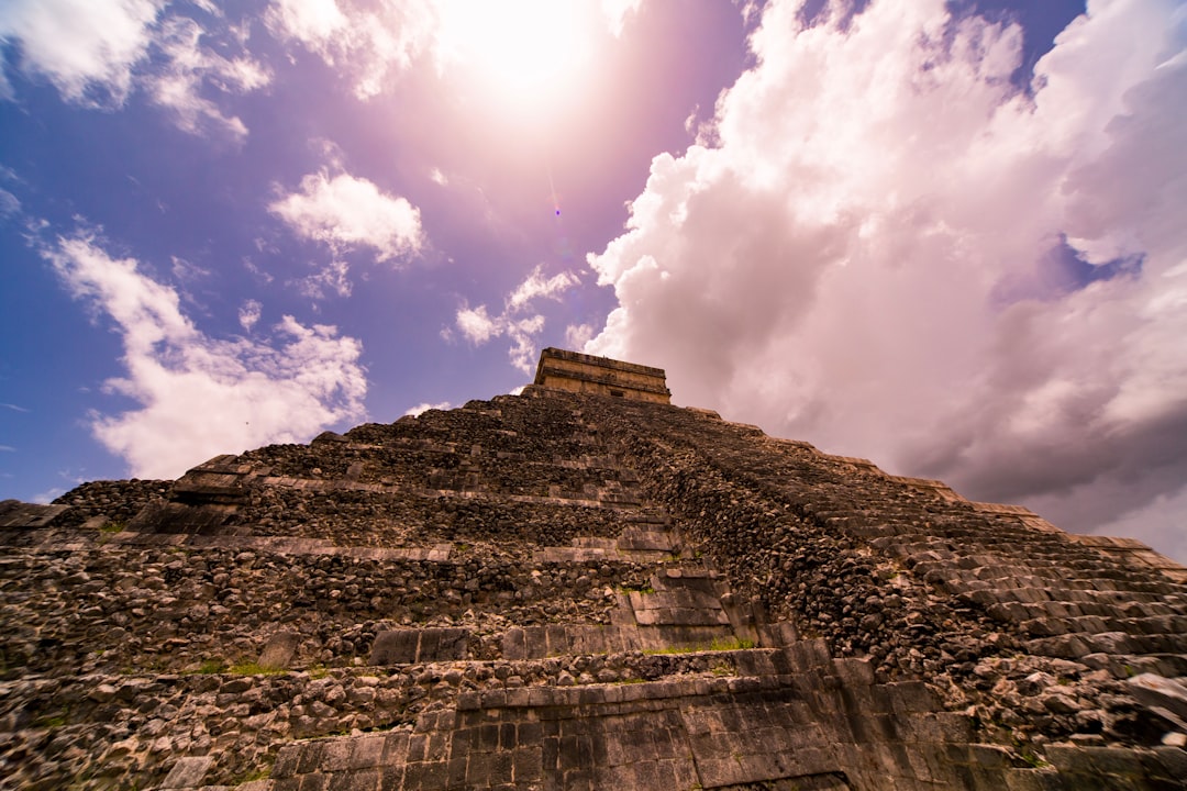 a very tall pyramid with a sky background