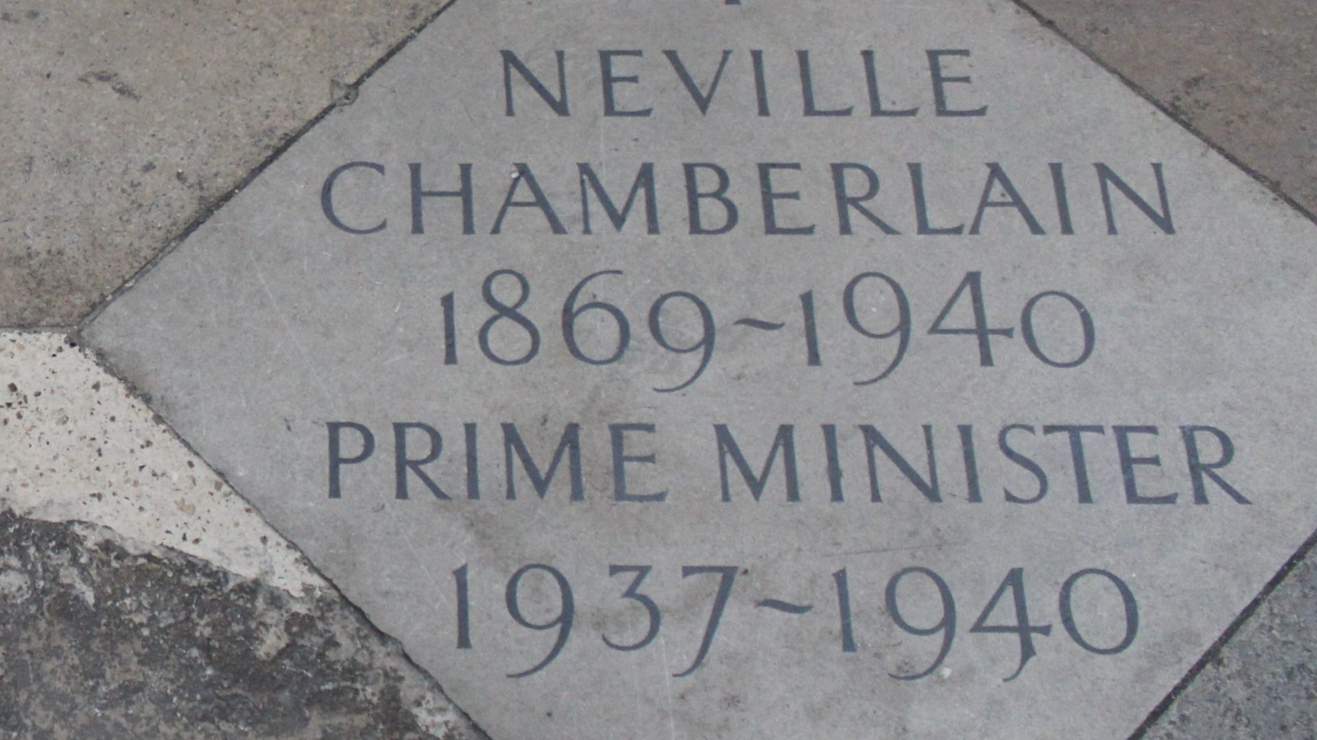 File:Neville Chamberlain floorstone, Westminster Abbey.jpg