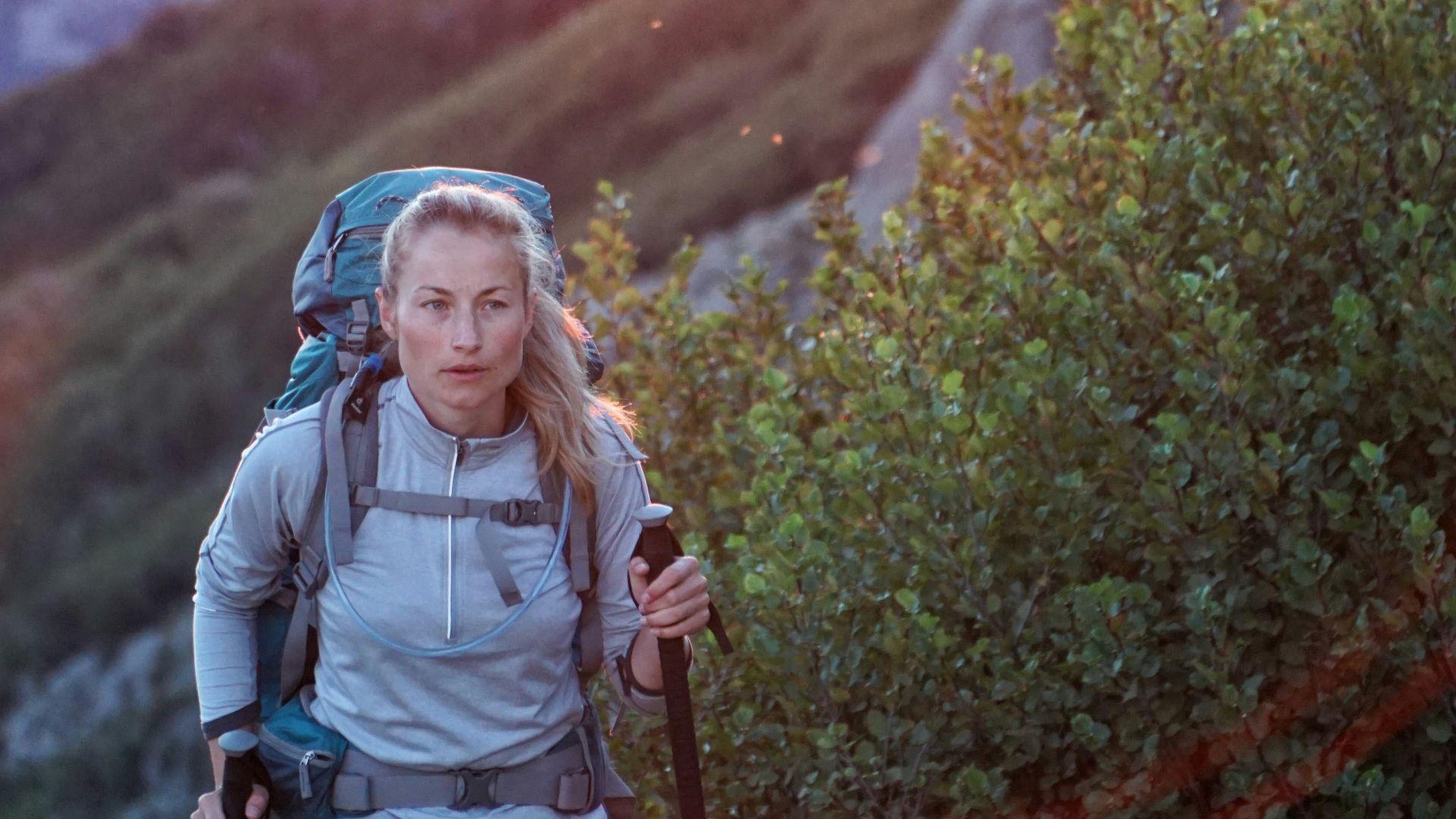 woman hiking on mountain