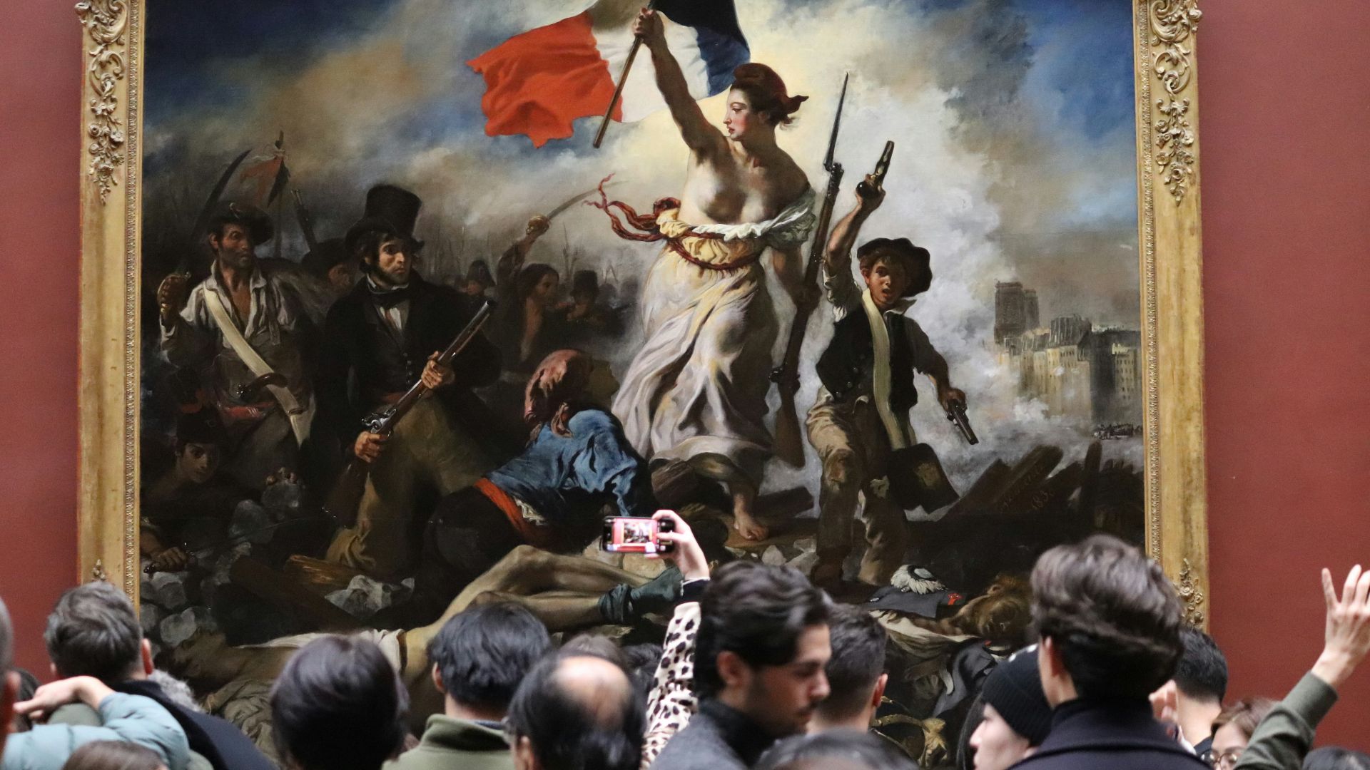People admire liberty leading the people painting