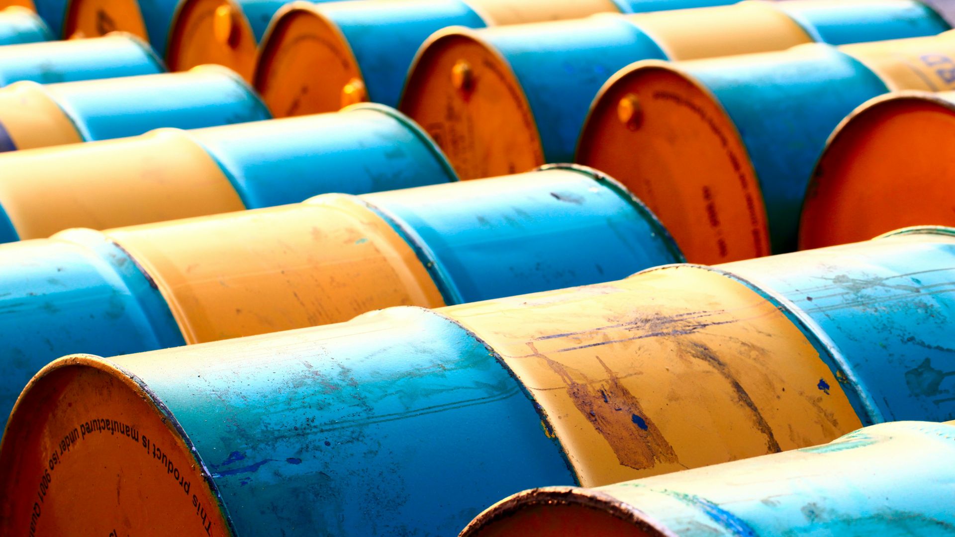yellow-and-blue oil barrel lot