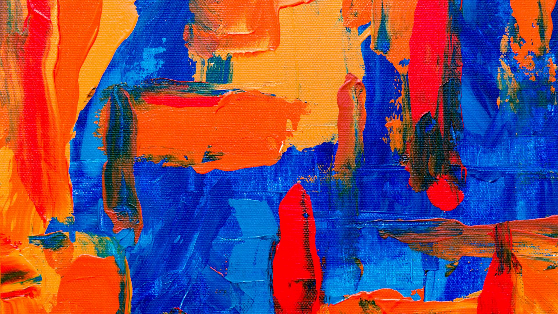 blue and orange abstract canvas painting
