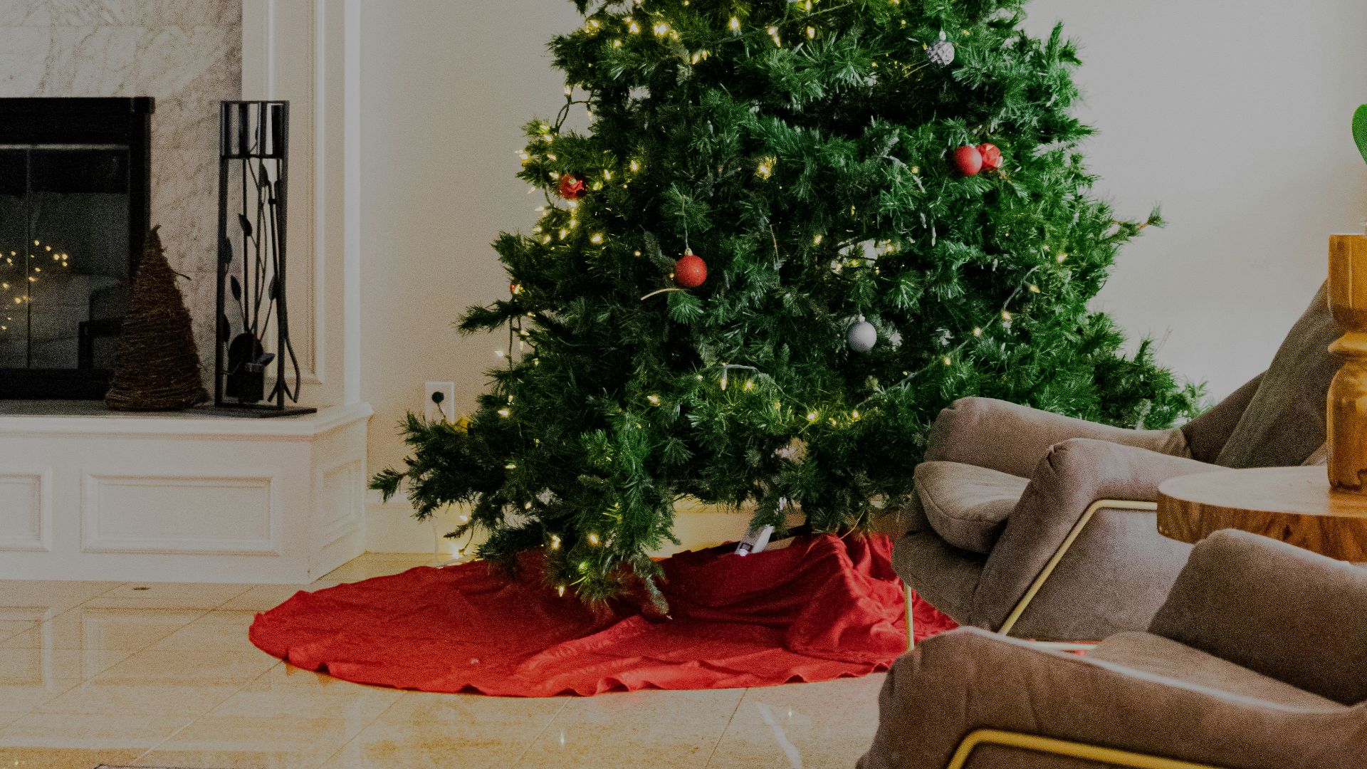 green christmas tree with baubles