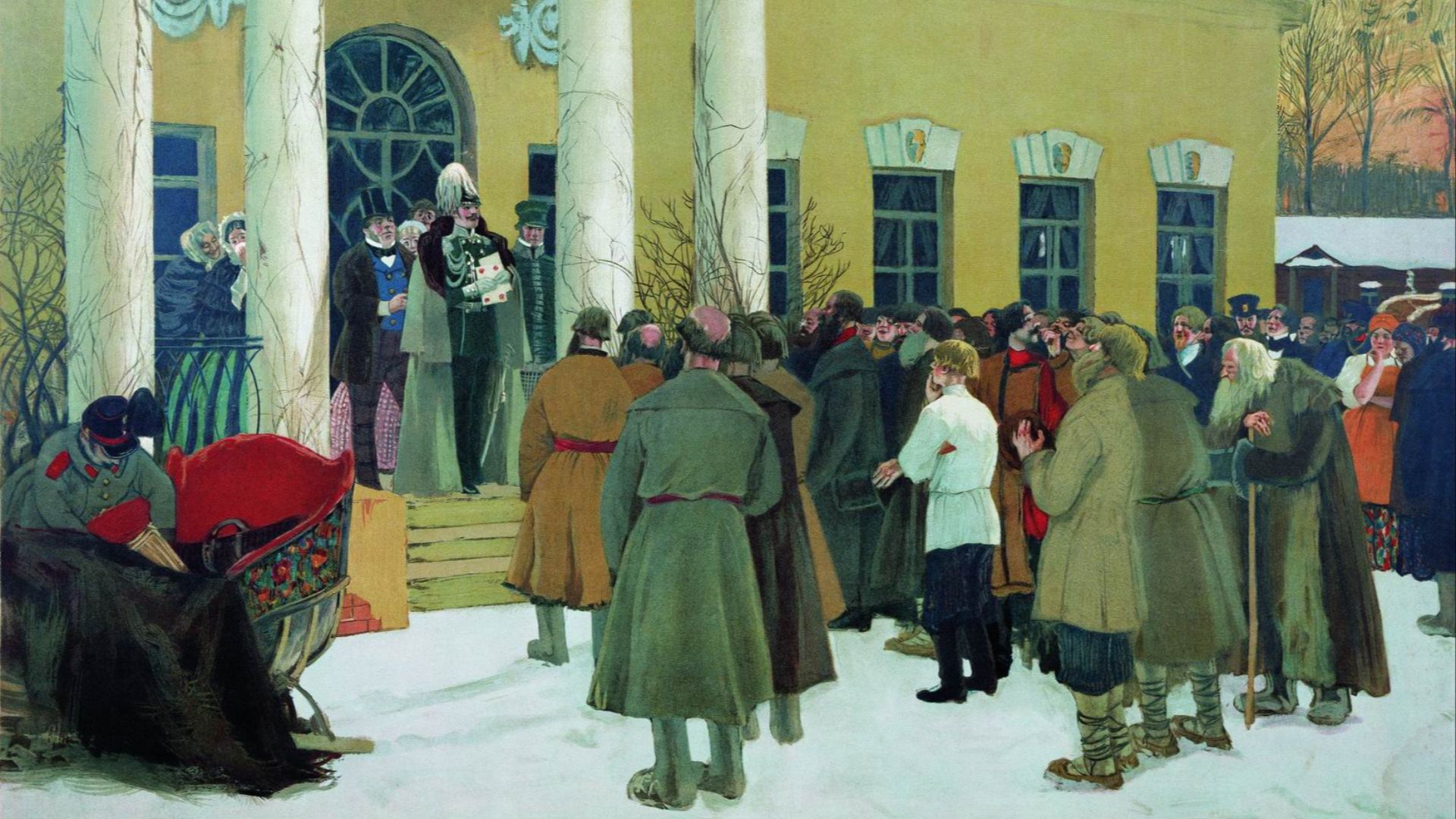 File:Reading of the Manifest (Liberation of peasants) - Kustodiev, 1907.jpg