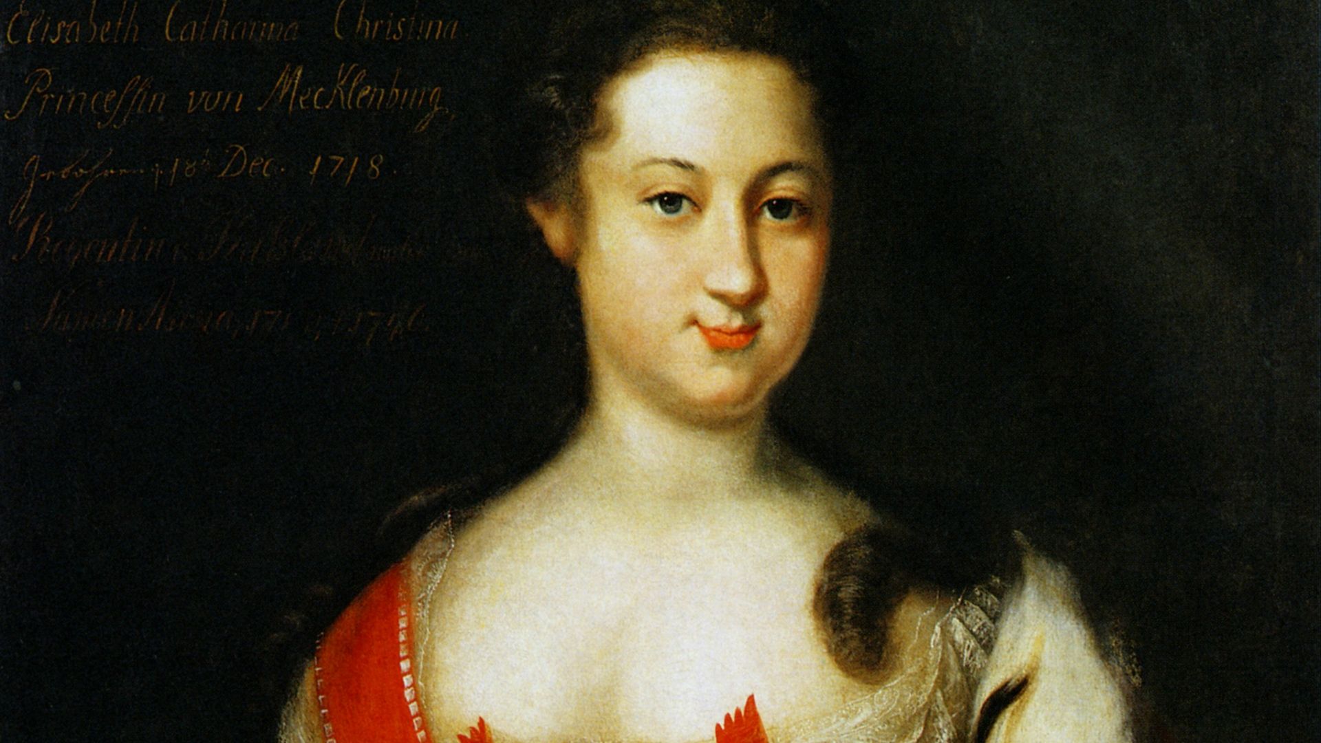 woman in red and gold dress painting