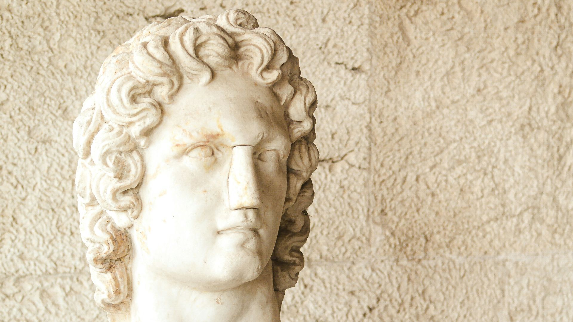 a statue of a man with curly hair
