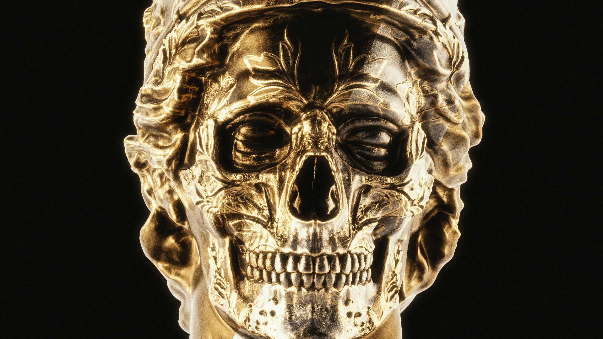 a golden statue of a roman soldier